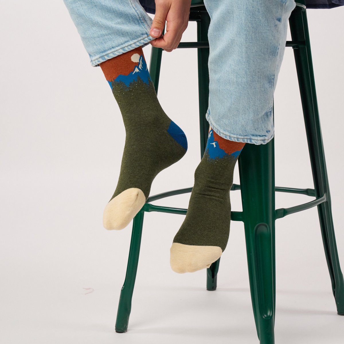 Chaussettes en coton peigné A MOTIFS vert foncé, BILLYBELT