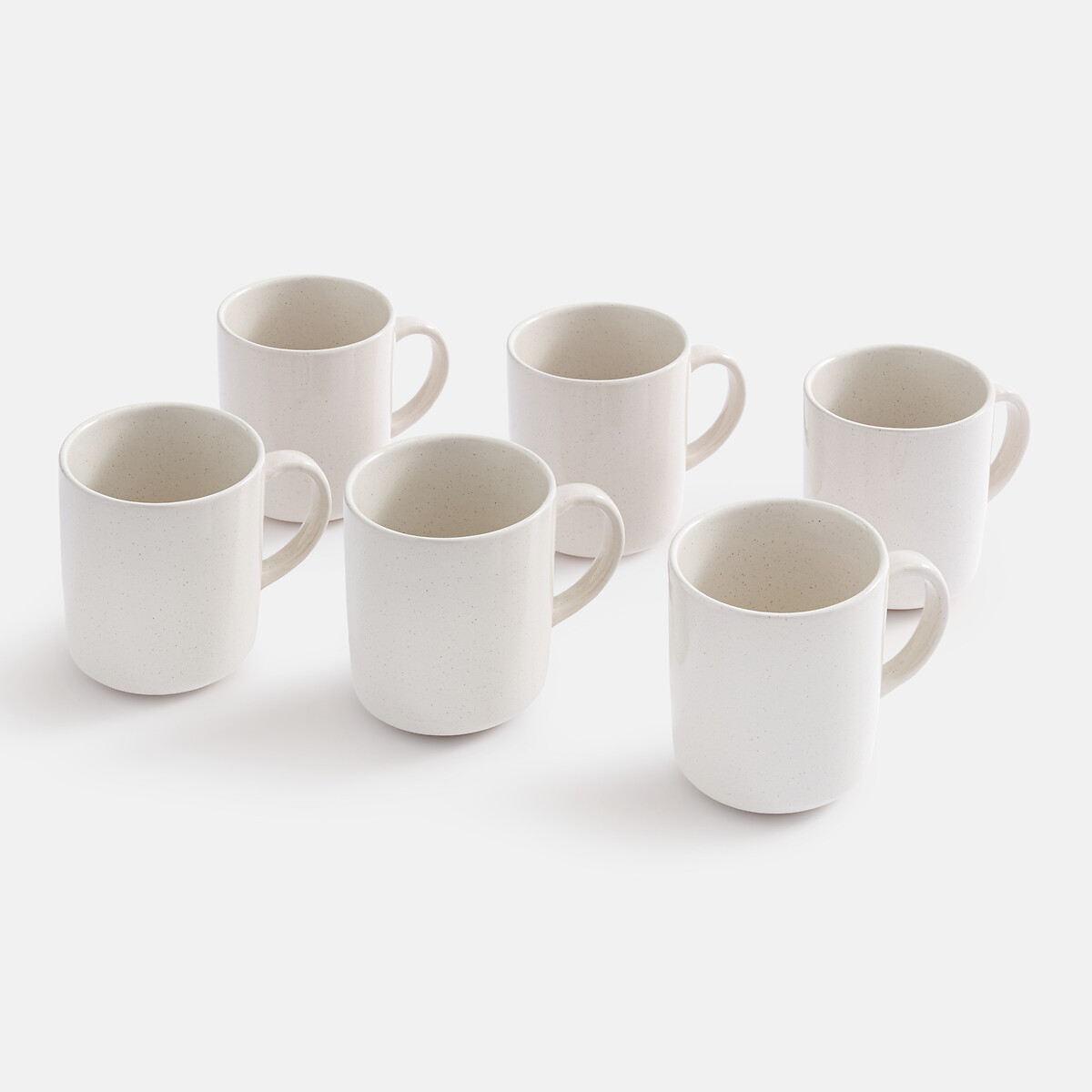 Lot de 6 mugs en grès moucheté, TECKA ecru, LA REDOUTE INTERIEURS