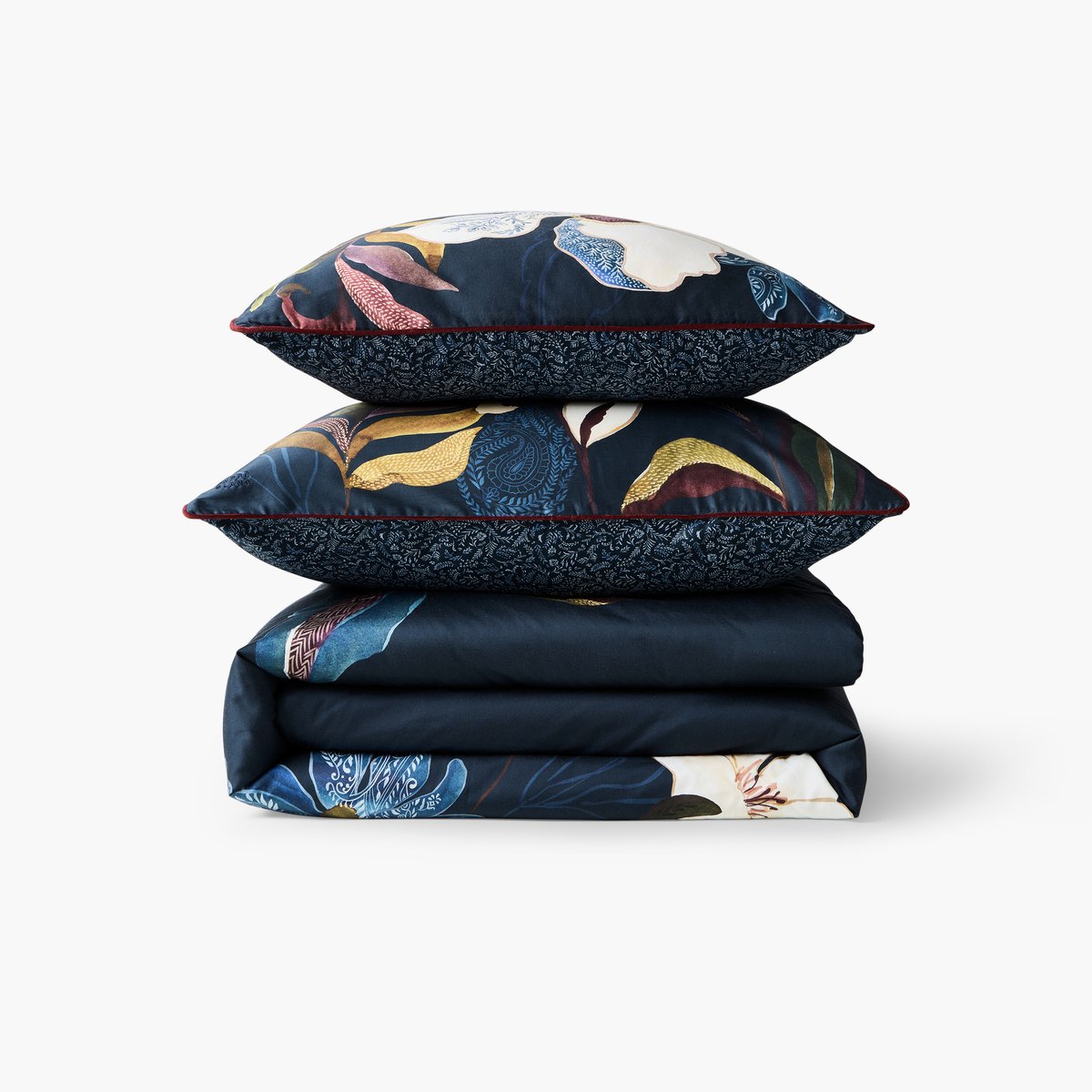 Drap de lit satin de coton ORINE imprimé, CARRE BLANC