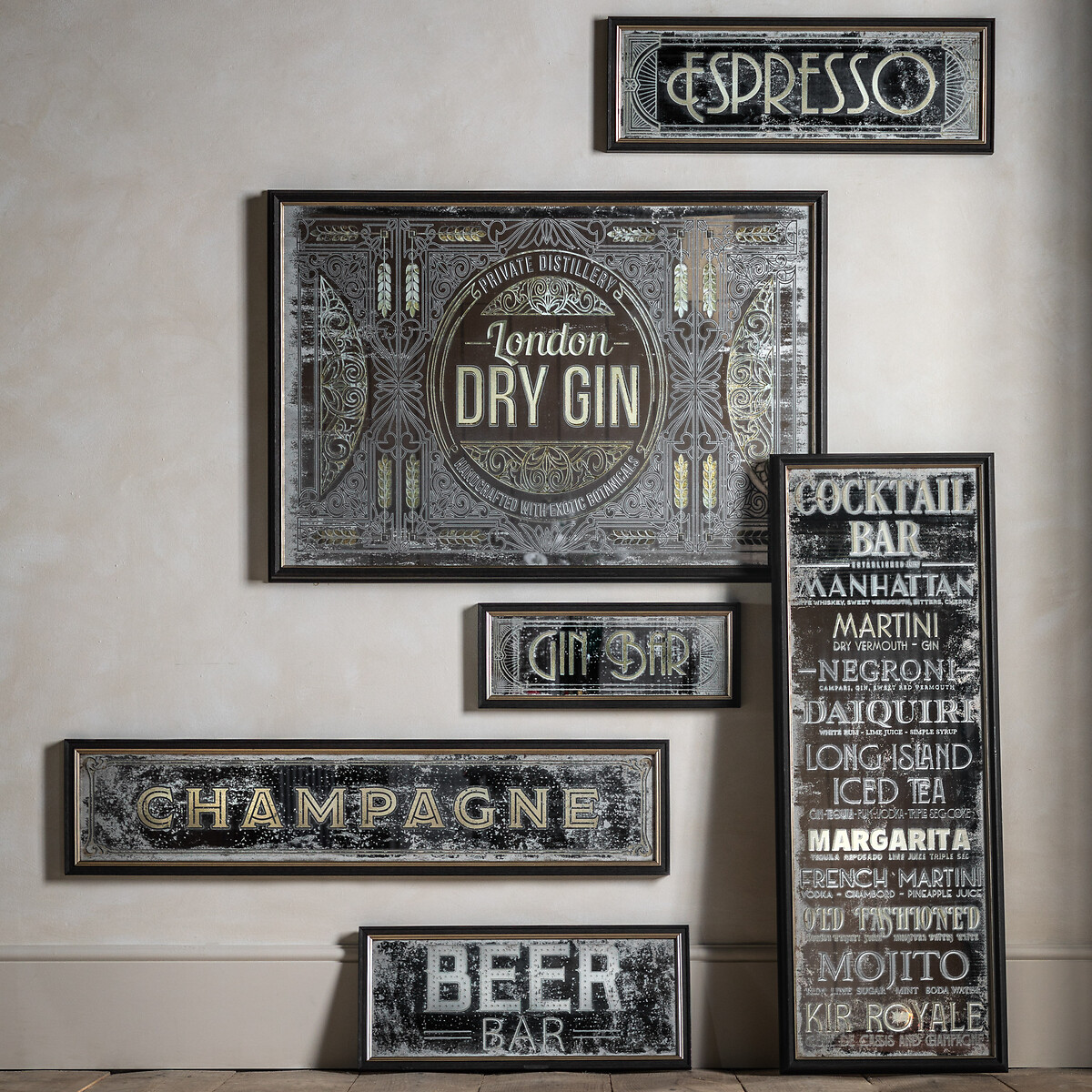 59cm Beer Bar Mirrored Wall Art brown              , ÉDITÉ