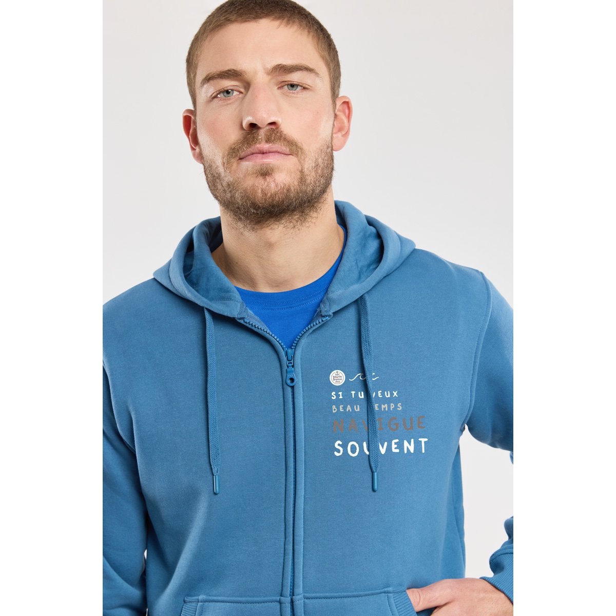 Sweat zippé en AMB fjord, ARMOR-LUX