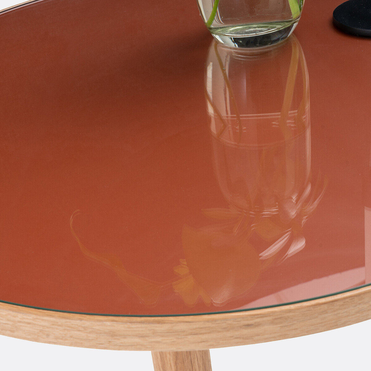 Table basse chêne, plaqué et verre, Evergreen terracotta, LA REDOUTE INTERIEURS