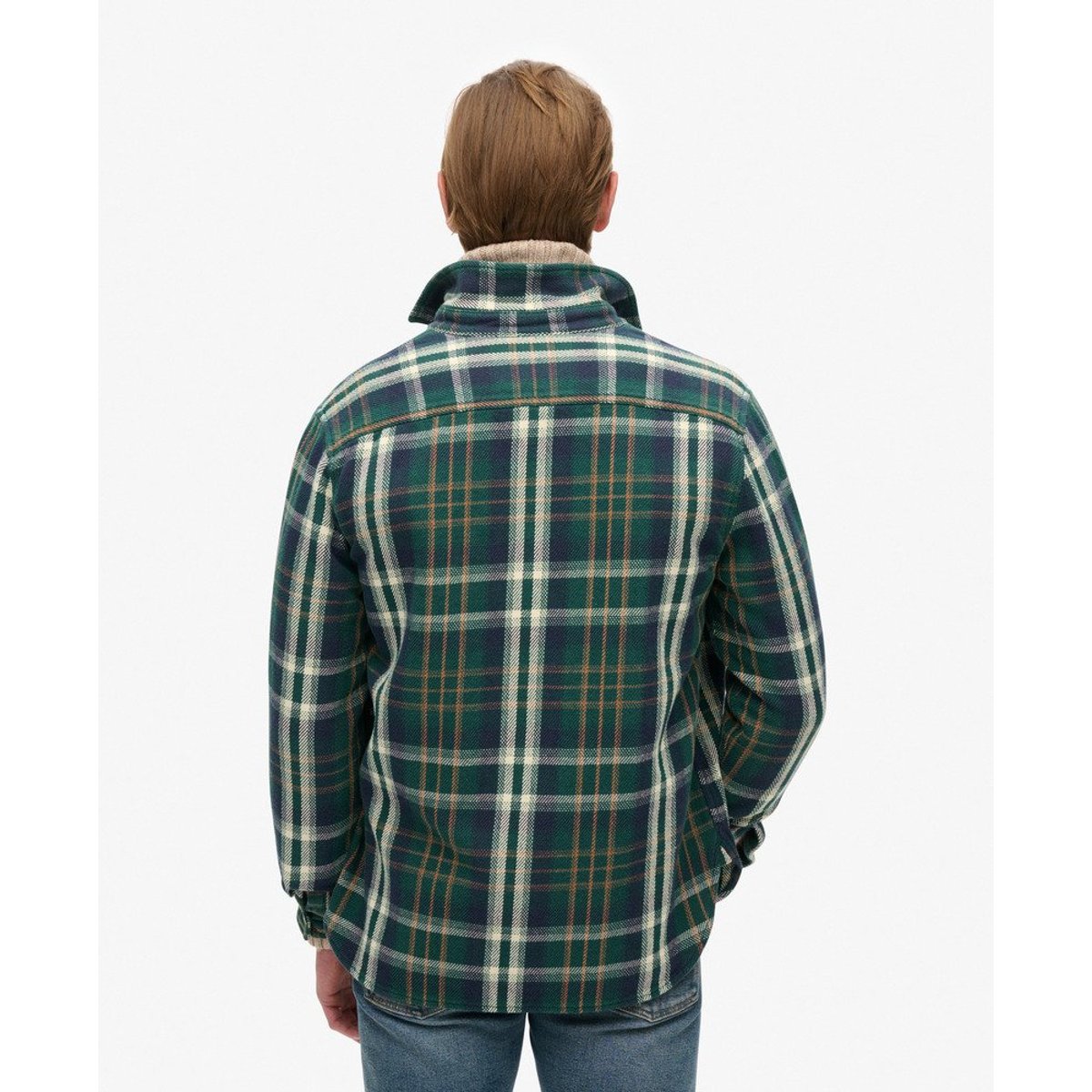 The Merchant Store - Chemise épaisse à carreaux vert à carreaux merchant, SUPERDRY