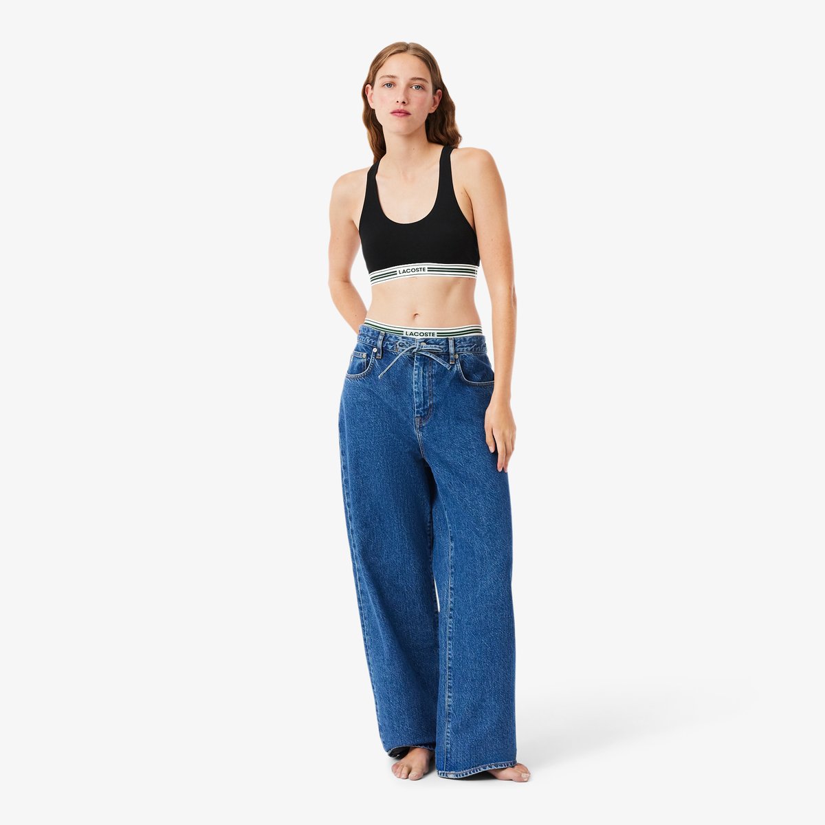 Brassière coton stretch bande contrastée noir-031, LACOSTE