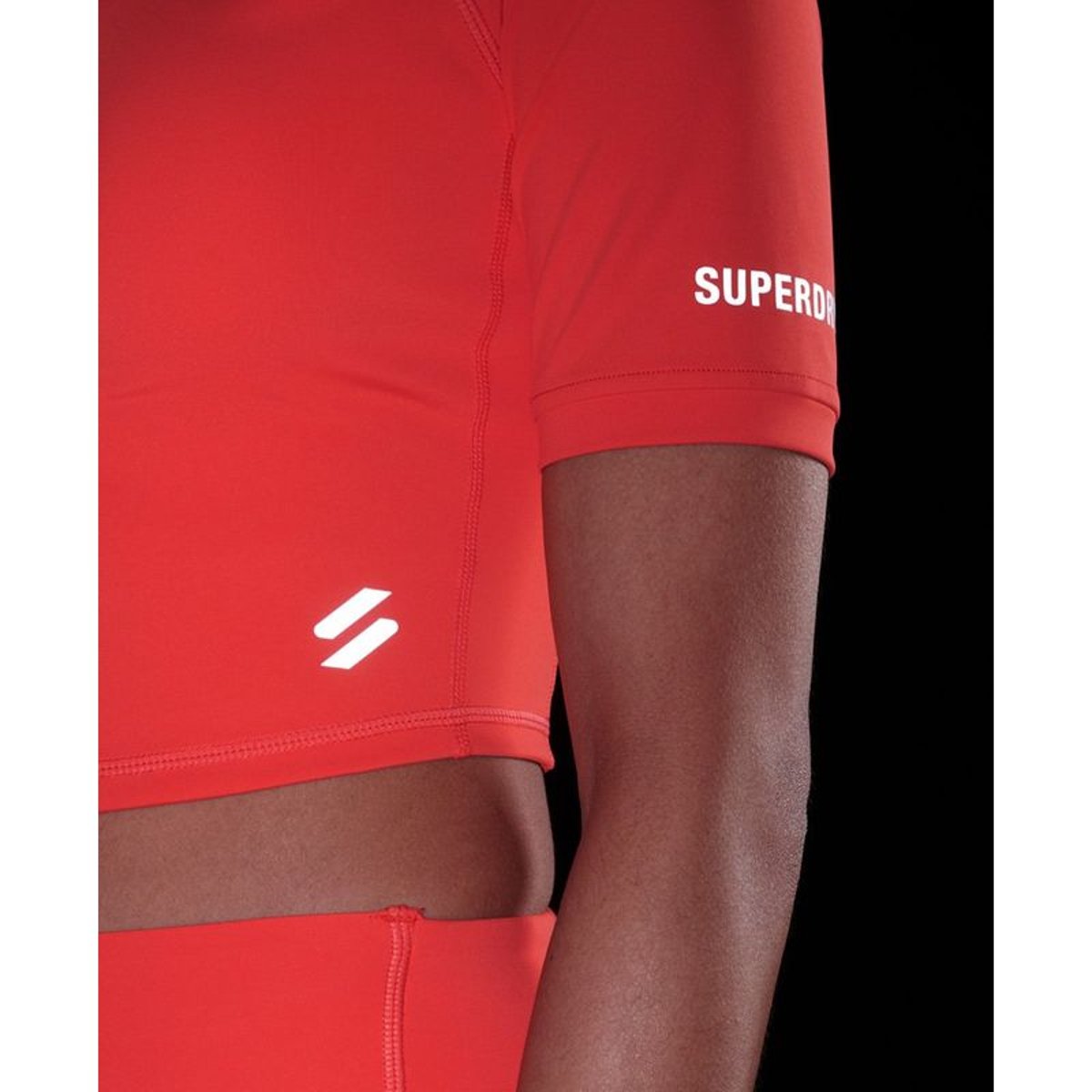 Haut court moulant 3/4 Run corail chaud, SUPERDRY