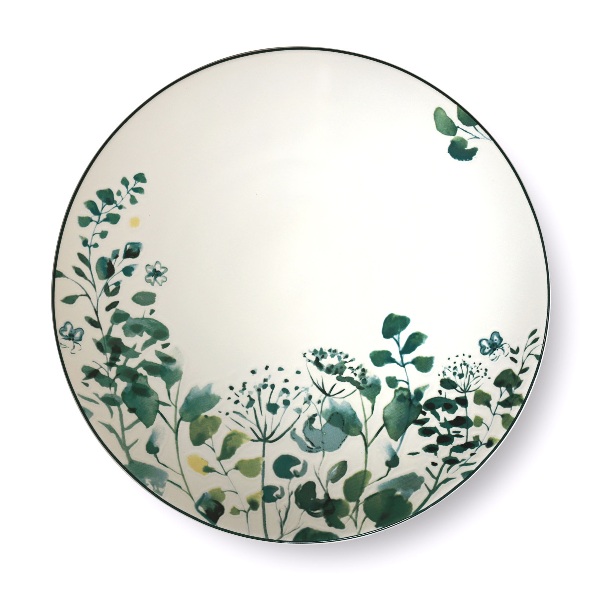 Coffret 6 assiettes plates - OXALIS blanc/vert, MEDARD DE NOBLAT
