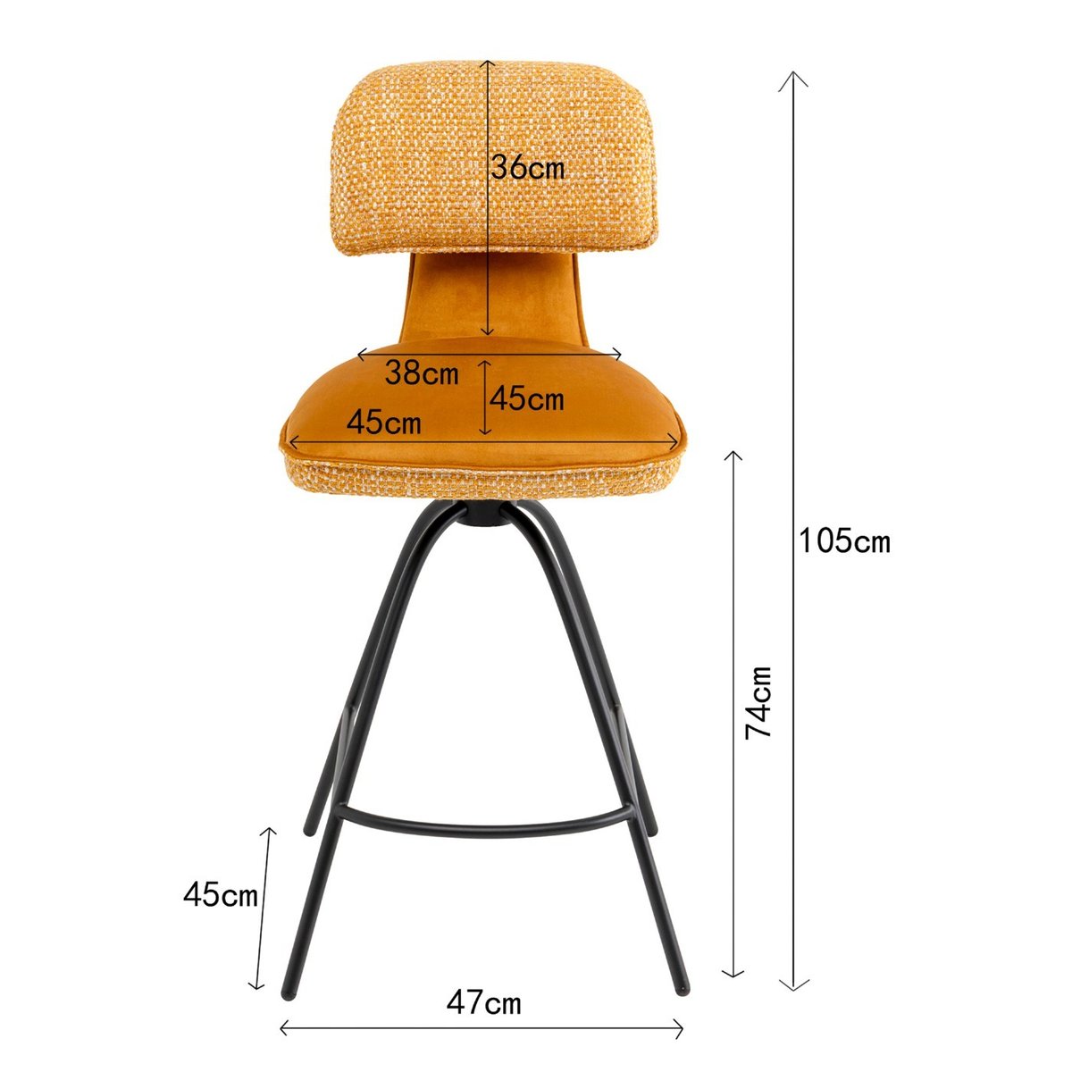 Tabouret de bar, HELLI jaune, KARE DESIGN