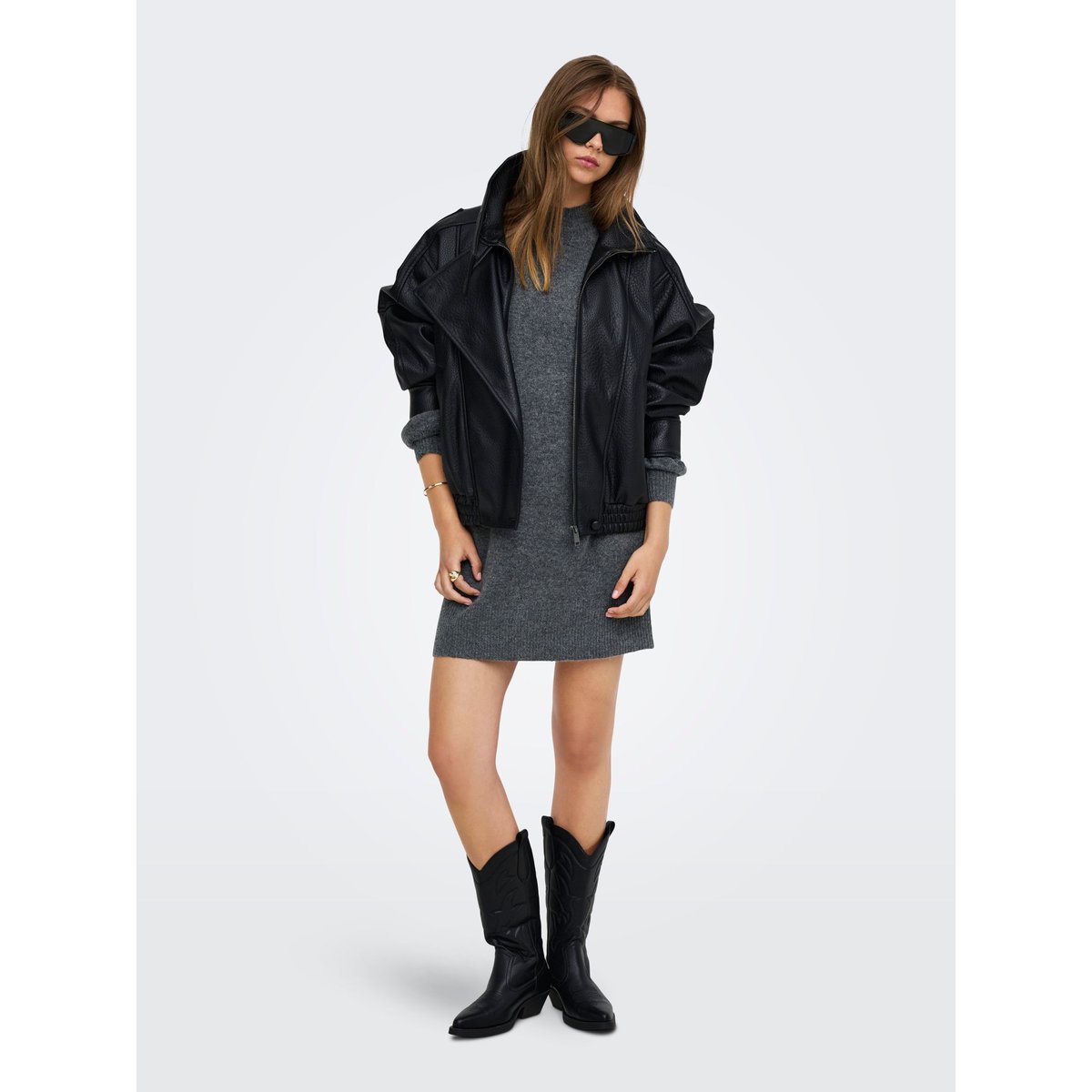 Robe En Maille dark grey melange 1, ONLY