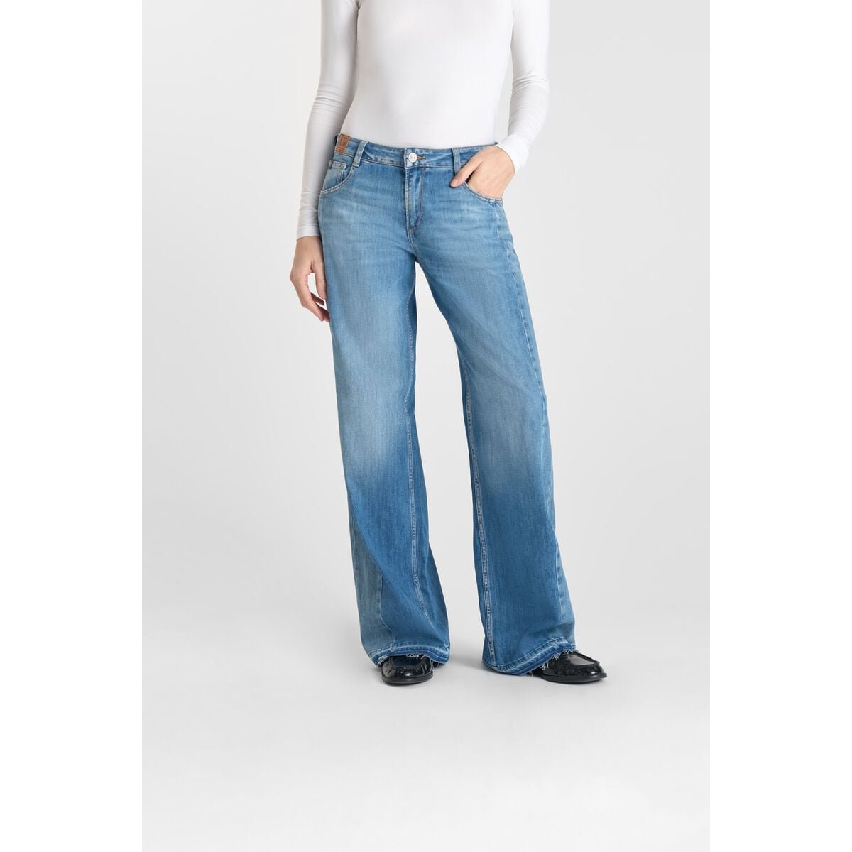 Jeans loose, large wide leg , longueur 34 blue, LE TEMPS DES CERISES
