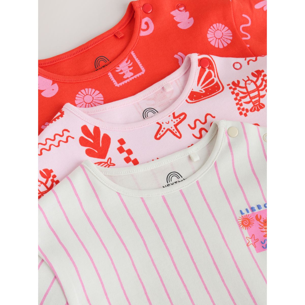 Barboteuse style t-shirt pour bébé homard rose et rouge imprimé, NEXT