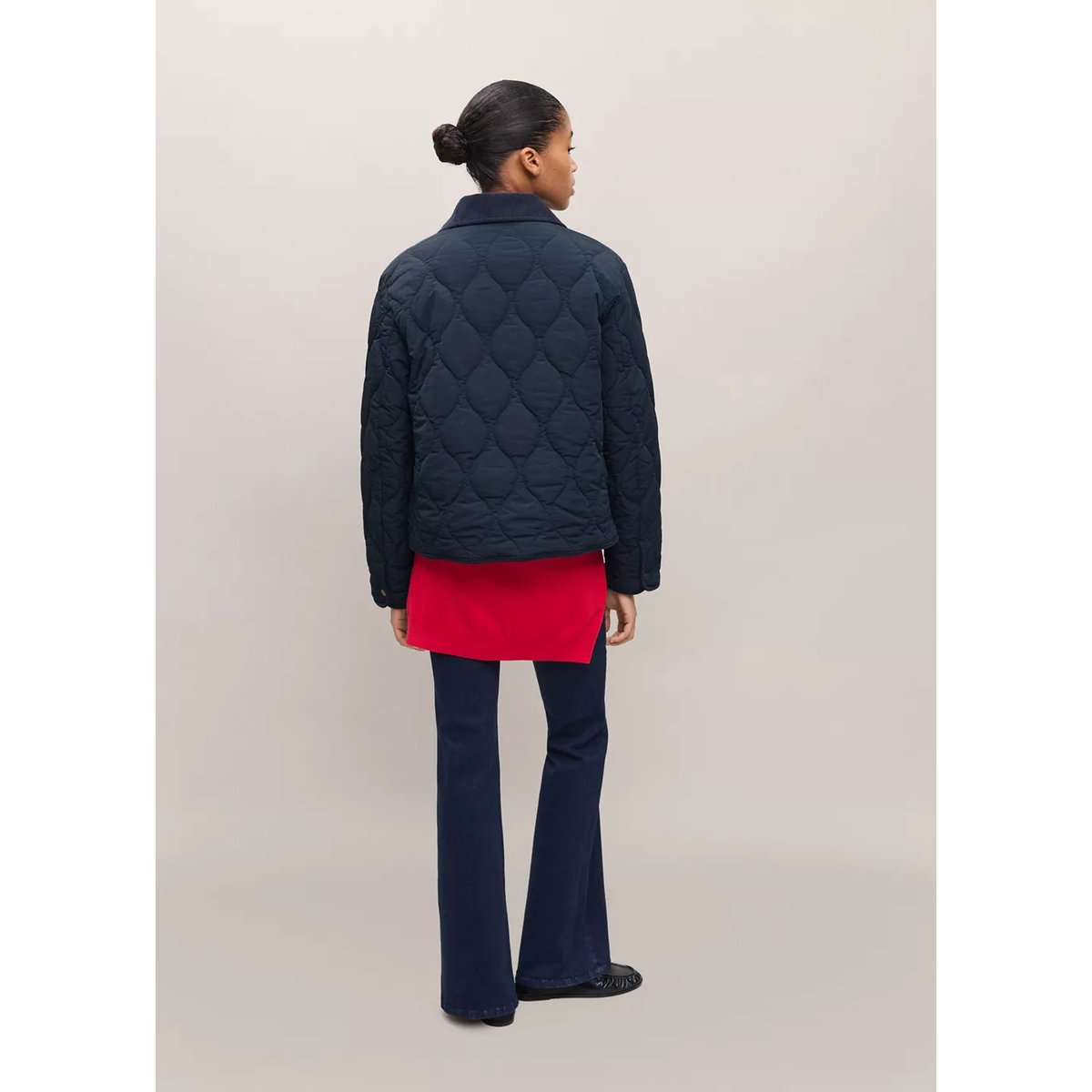 Veste matelassée détails velours côtelé bleu marine, MANGO TEEN