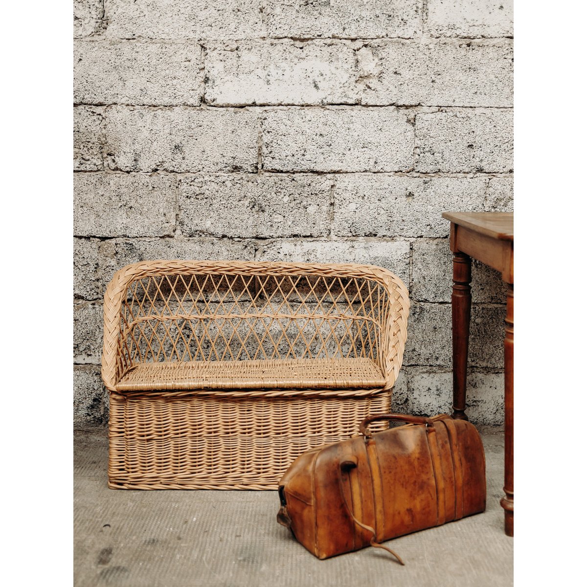 Banc en osier Antoine N°142 - Bon état bois, DEBONGOUT