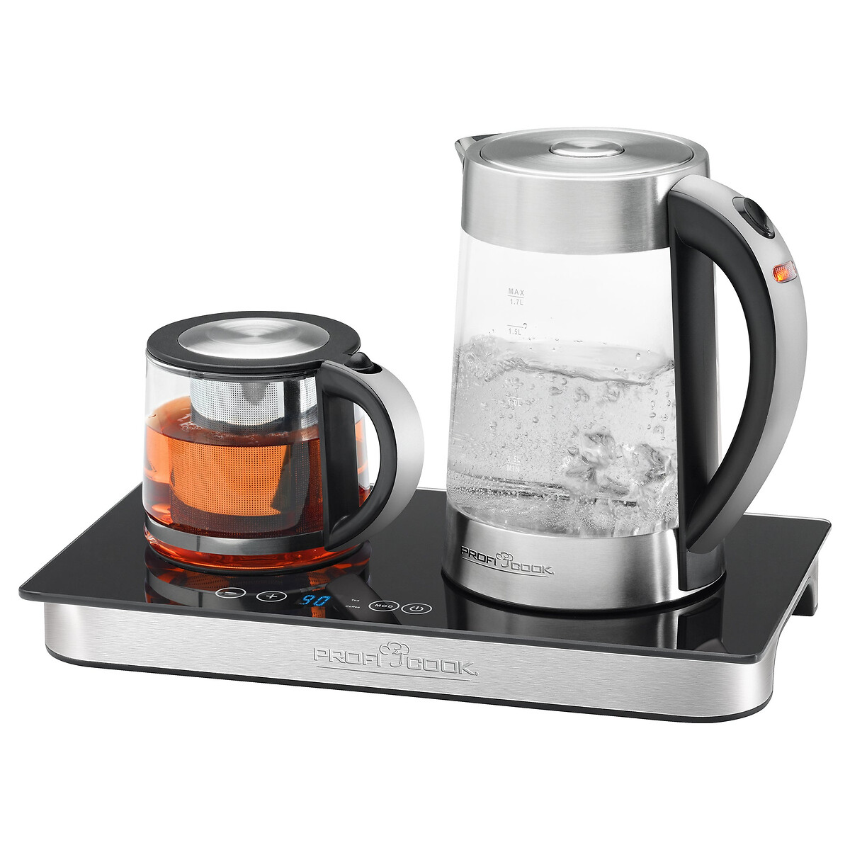 Conjunto 3 em 1: Chaleira/cafeteira + Jarro elétrico, da Proficook transparente, PROFICOOK