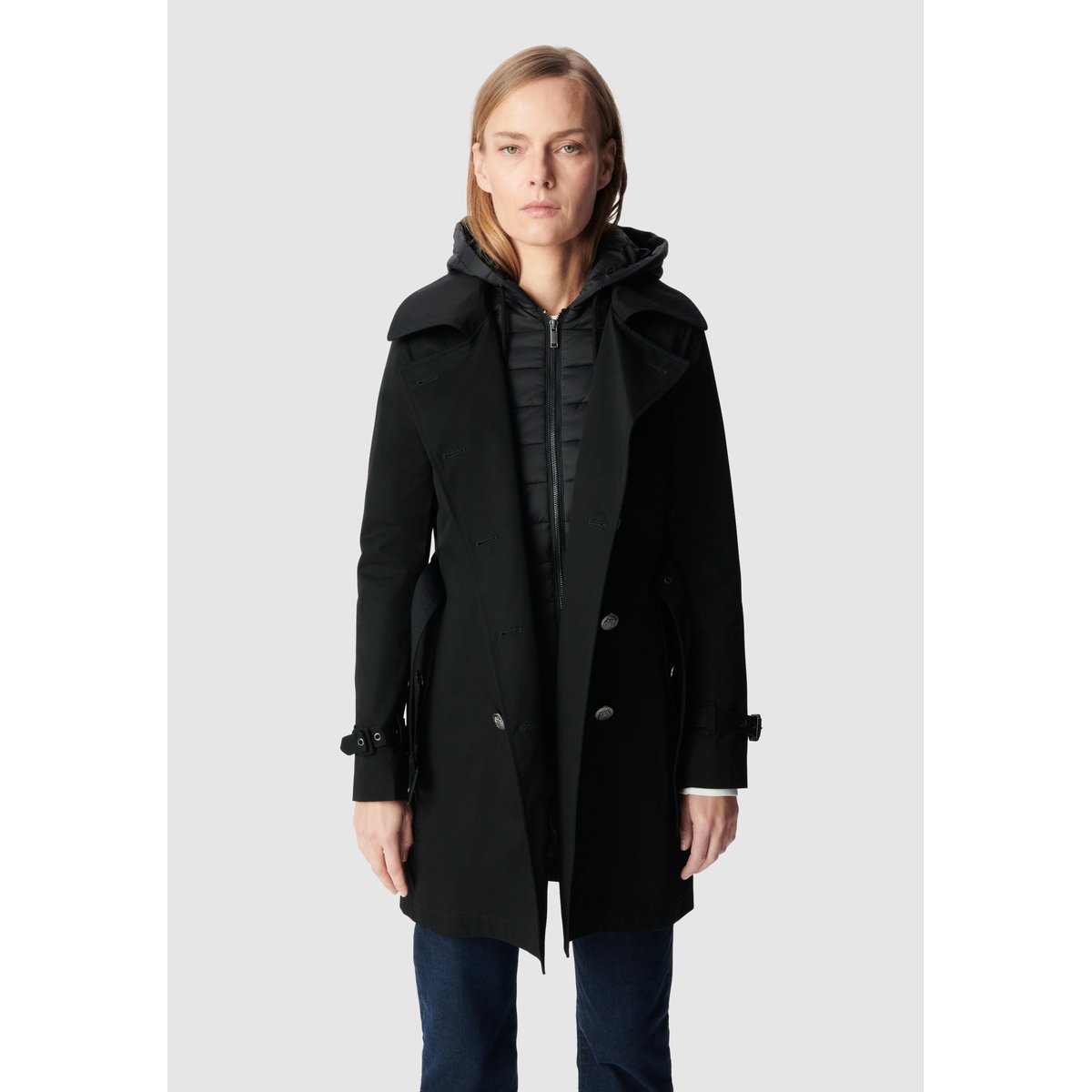 Trench à capuche nylon amovible noir, IKKS