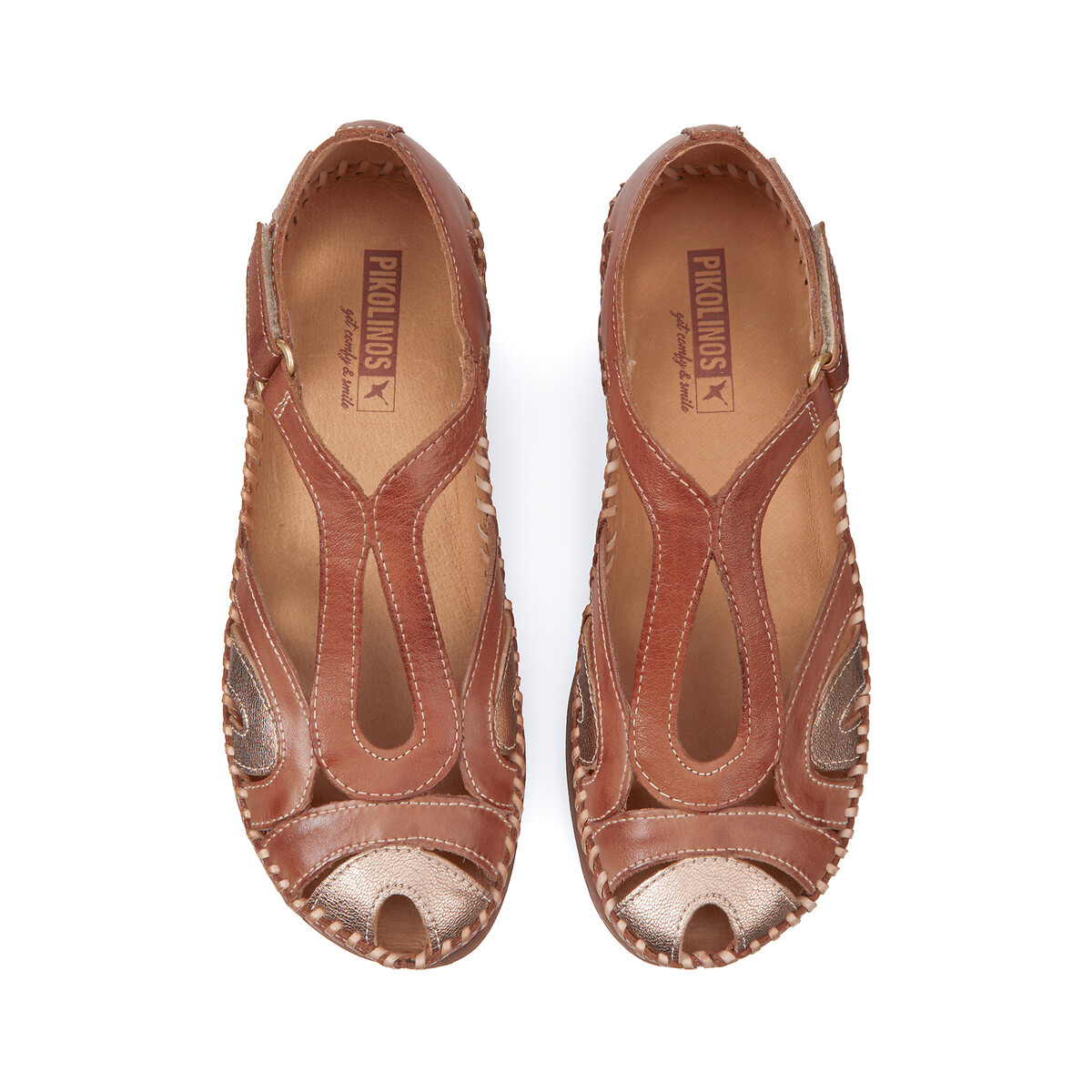 Leather Wedge Heel Sandals cognac, PIKOLINOS