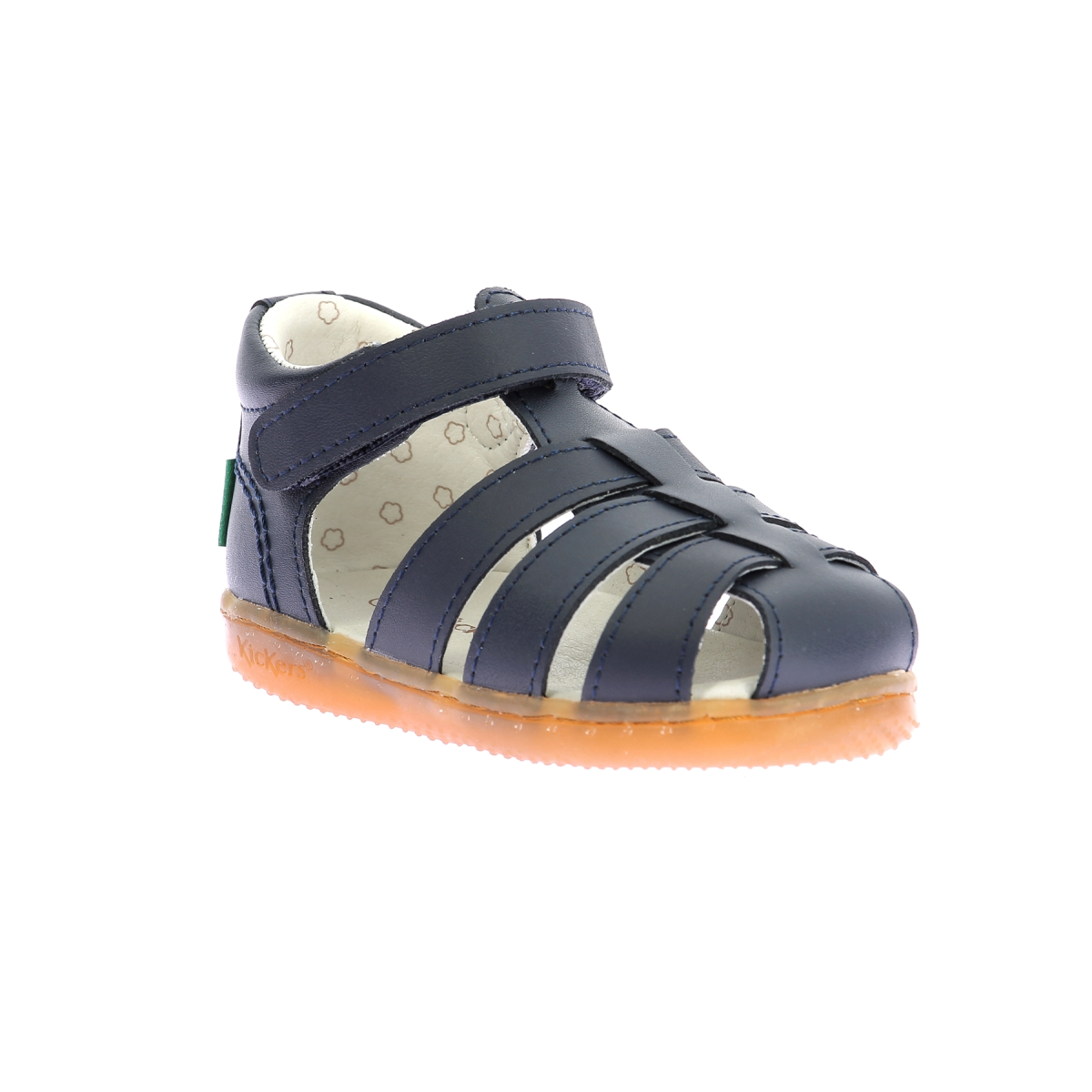 Sandales fermées en cuir Kick Flo bleu marine, KICKERS