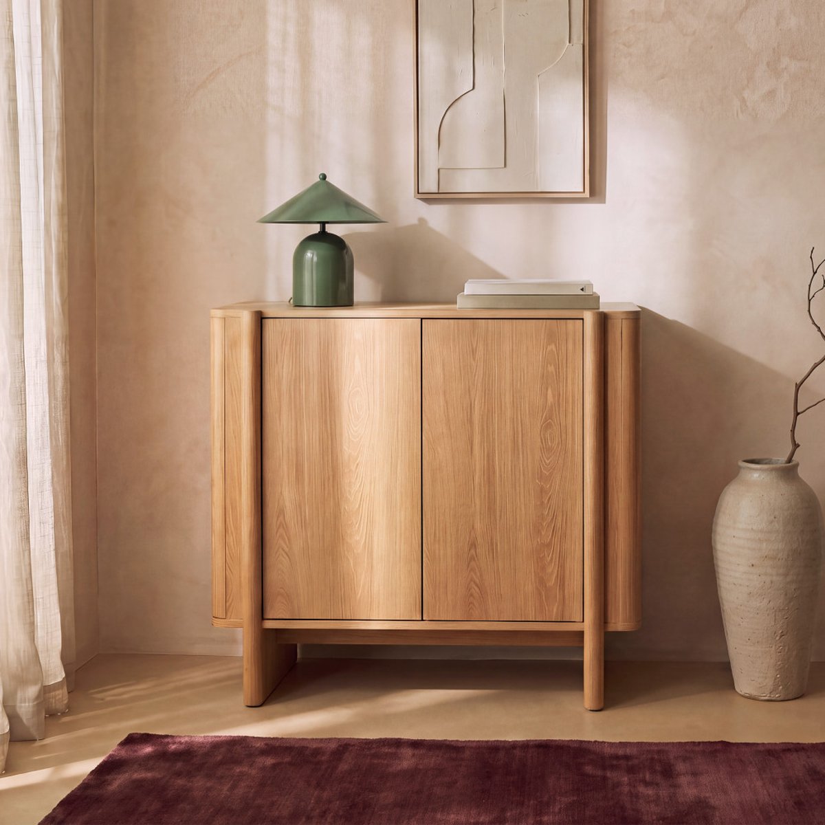 Buffet 2 portes en bois L 80 cm- OLI bois clair, DRAWER