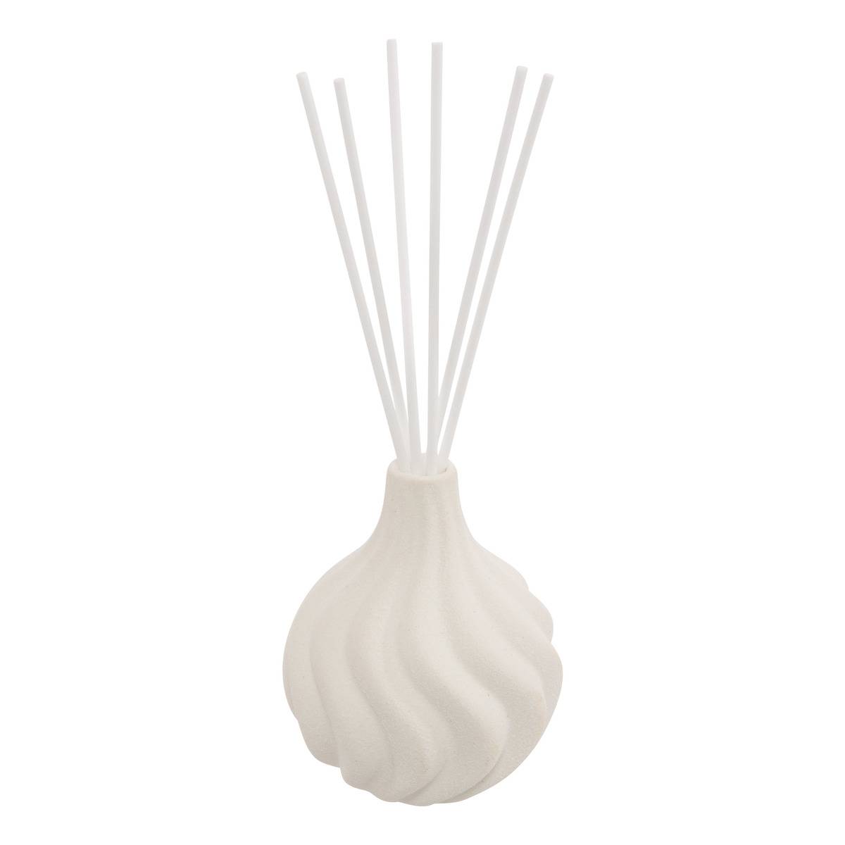 Coffret senteur bougie et diffuseur en grès FERNAN blanc, ATMOSPHERA