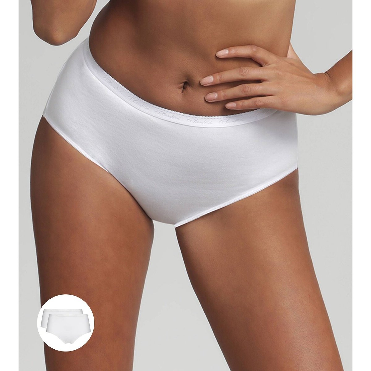 Set van 2 midi slips in biologisch katoen beige+wit, PLAYTEX