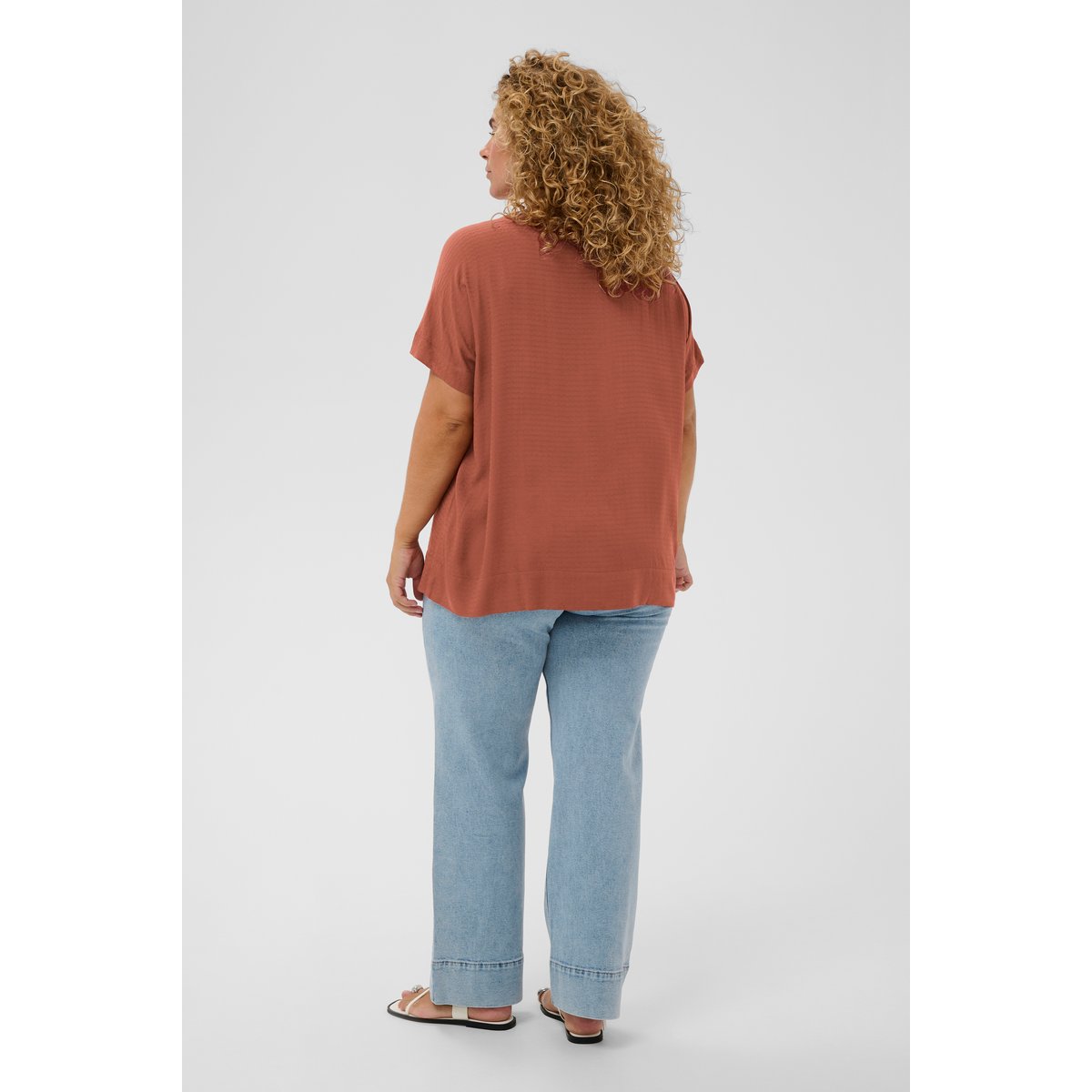Blouse à manches courtes orange henna, KAFFE CURVE