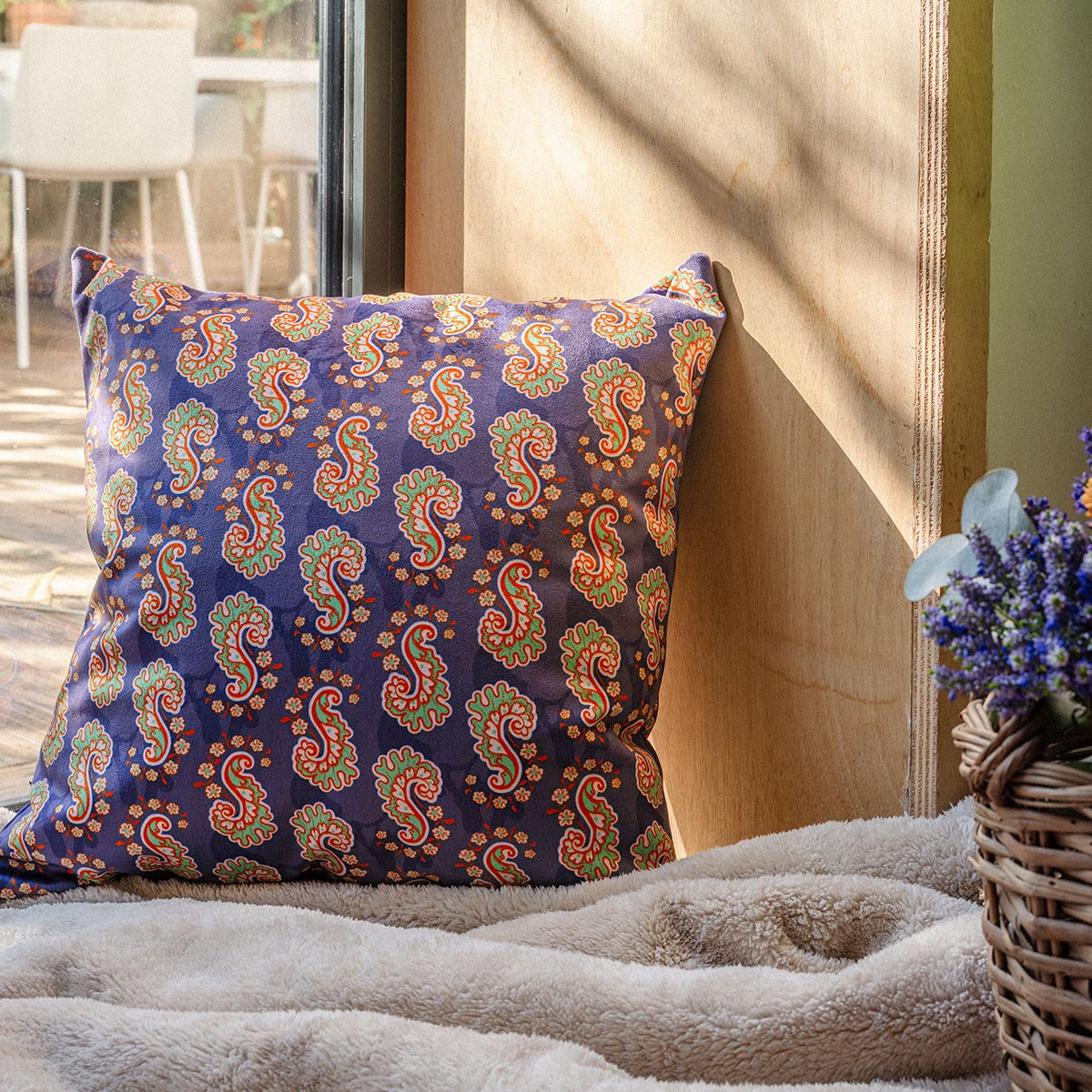 Housse de coussin velours JANICE violet, VENT DE BOHÈME