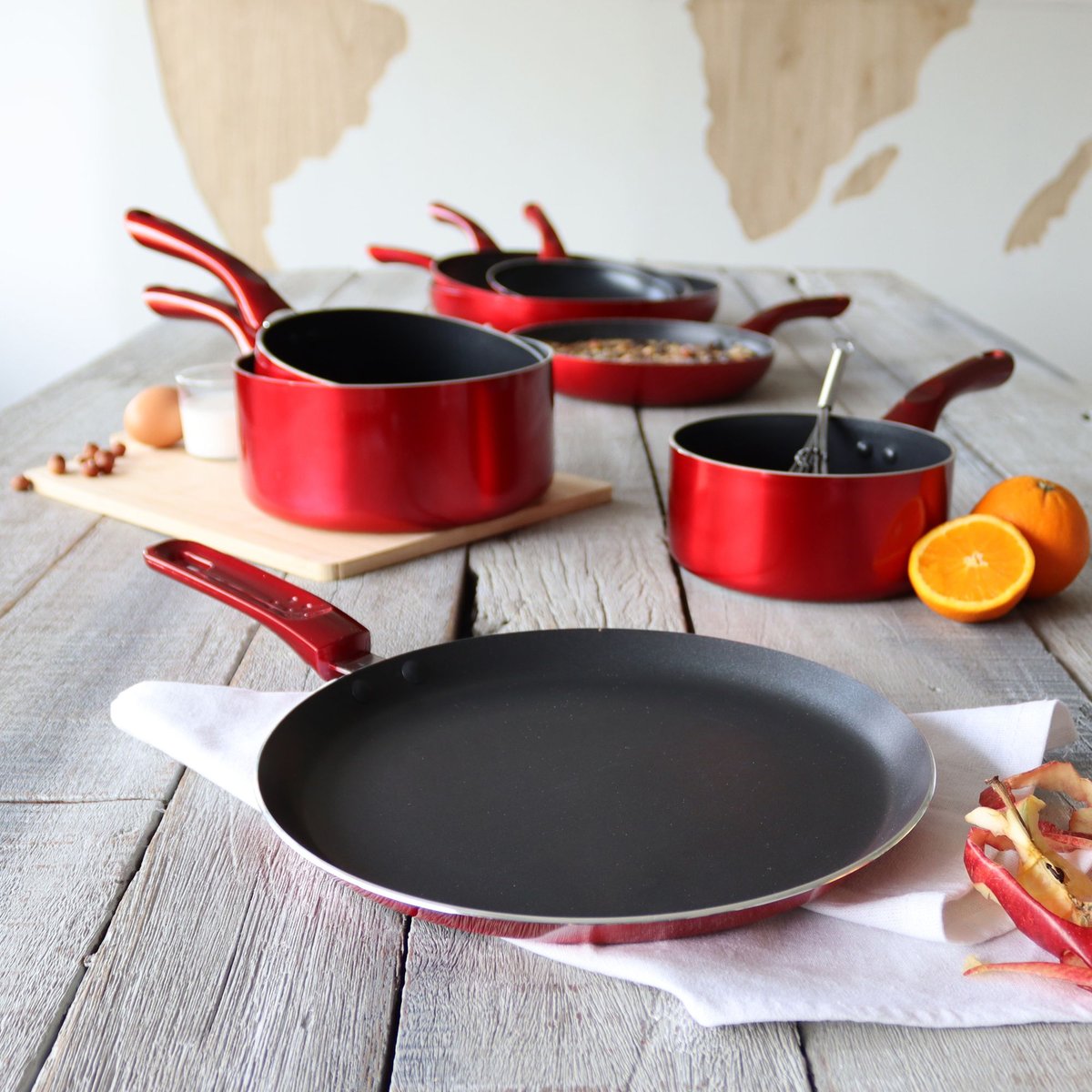 Crêpière 26 cm en aluminium, CERISE rouge, MENASTYL