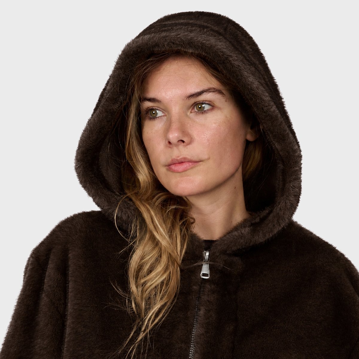 Blouson bomber zippé à capuche LISE chocolat, OAKWOOD