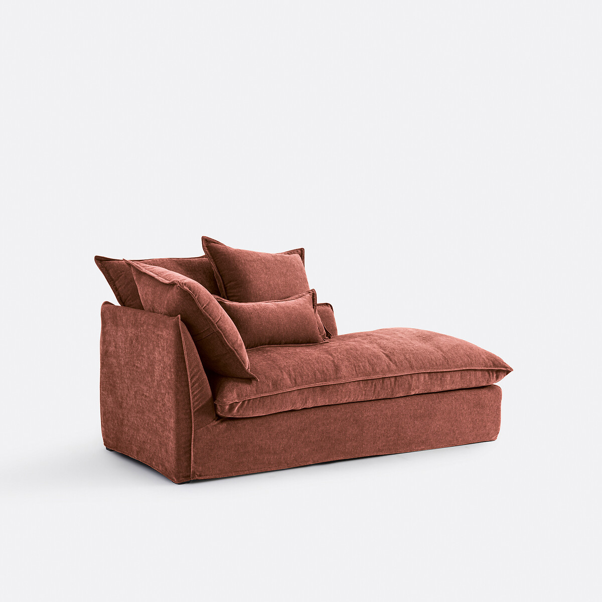 Méridienne droite, déhoussable, en polyester chiné, ODNA brique rosé, LA REDOUTE INTERIEURS