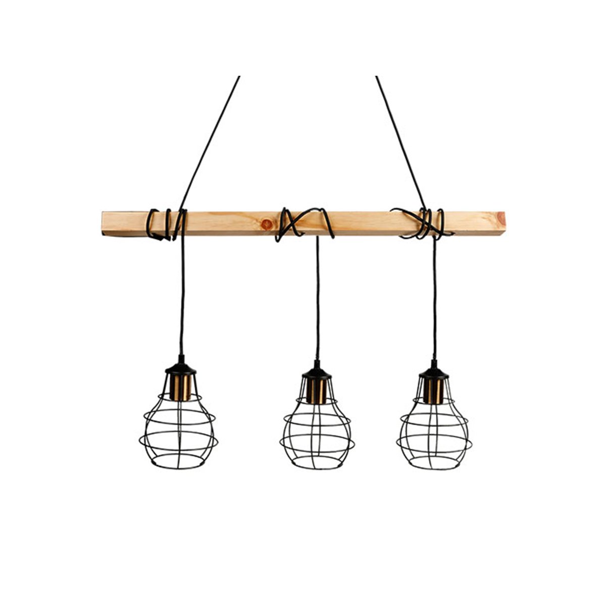 Suspension En Bois Et Métal Indus noir, OSTARIA