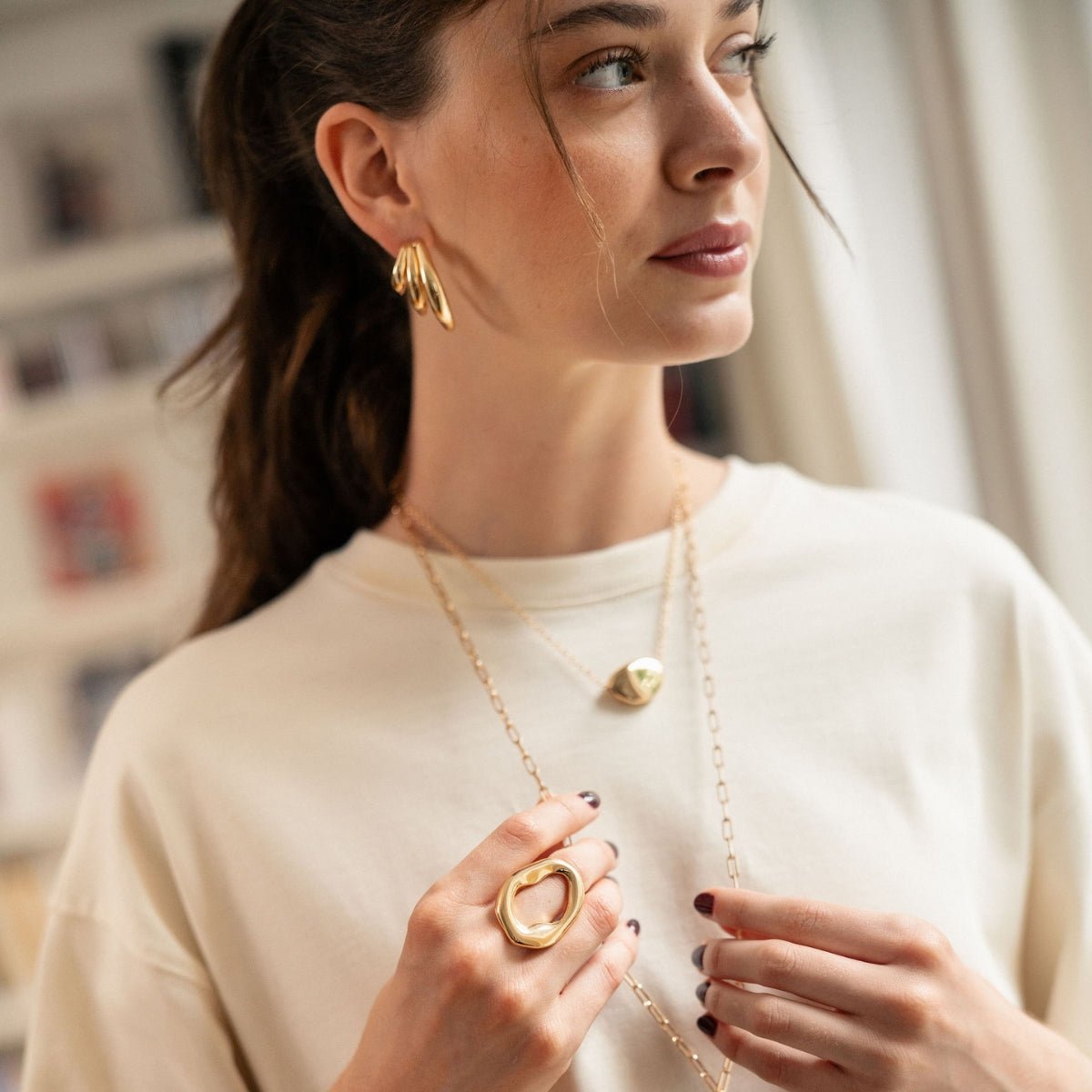 Collier pendentif galet - Collection Recyclée doré, BALABOOSTE