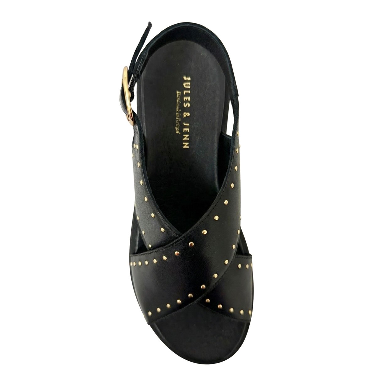 Sandales gomme Lou cuir lisse noir, JULES & JENN