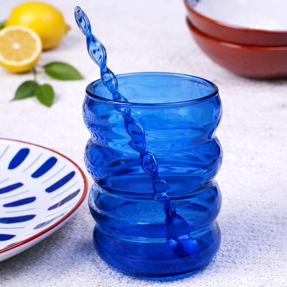 Lot de 6 verres, SANTORIN bleu, ARTIME
