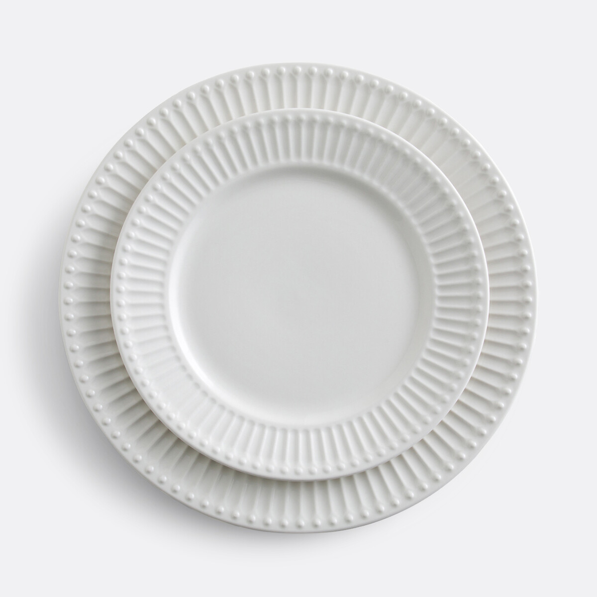 Lot de 6 assiettes plates en porcelaine, Jewely blanc, LA REDOUTE INTERIEURS