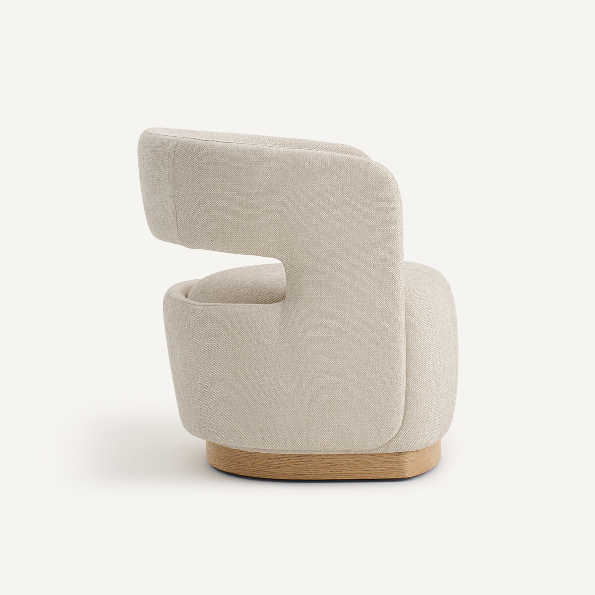 Fauteuil pivotant, en plaqué chêne et tissu texturé, JESPER ficelle, AM.PM