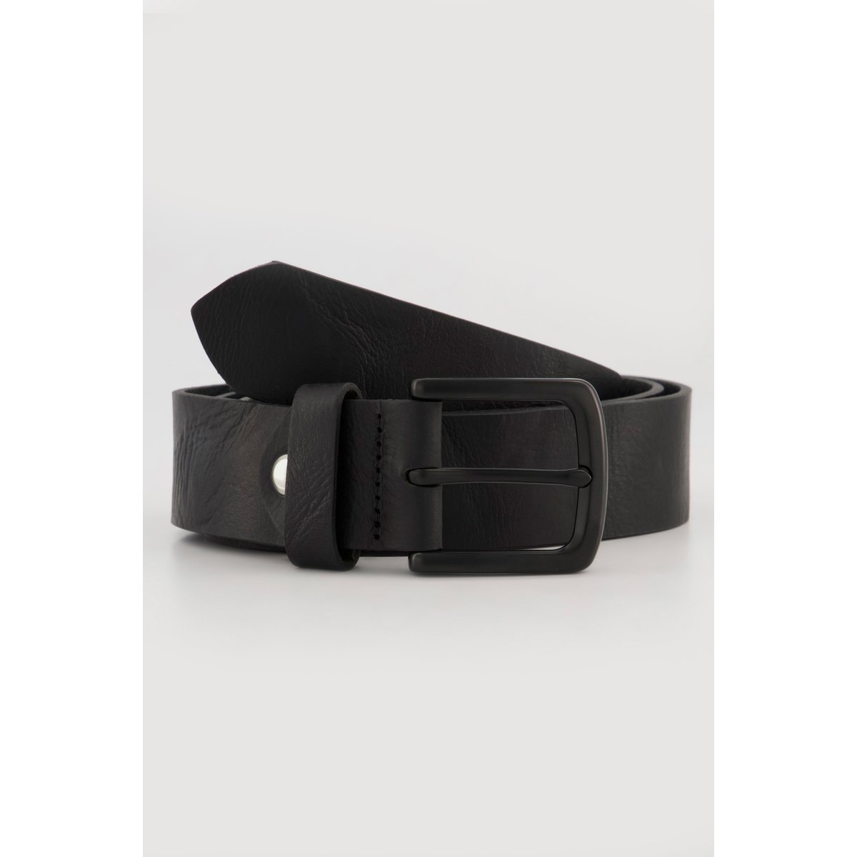 Ceinture en cuir, boucle en métal noir, JP1880