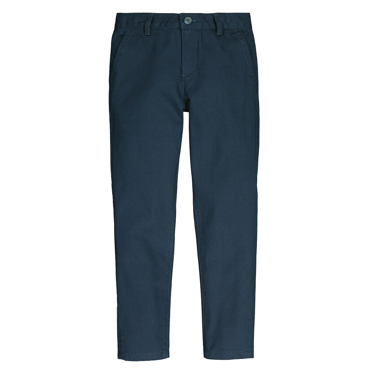 Cotton Straight Trousers navy blue, LA REDOUTE COLLECTIONS