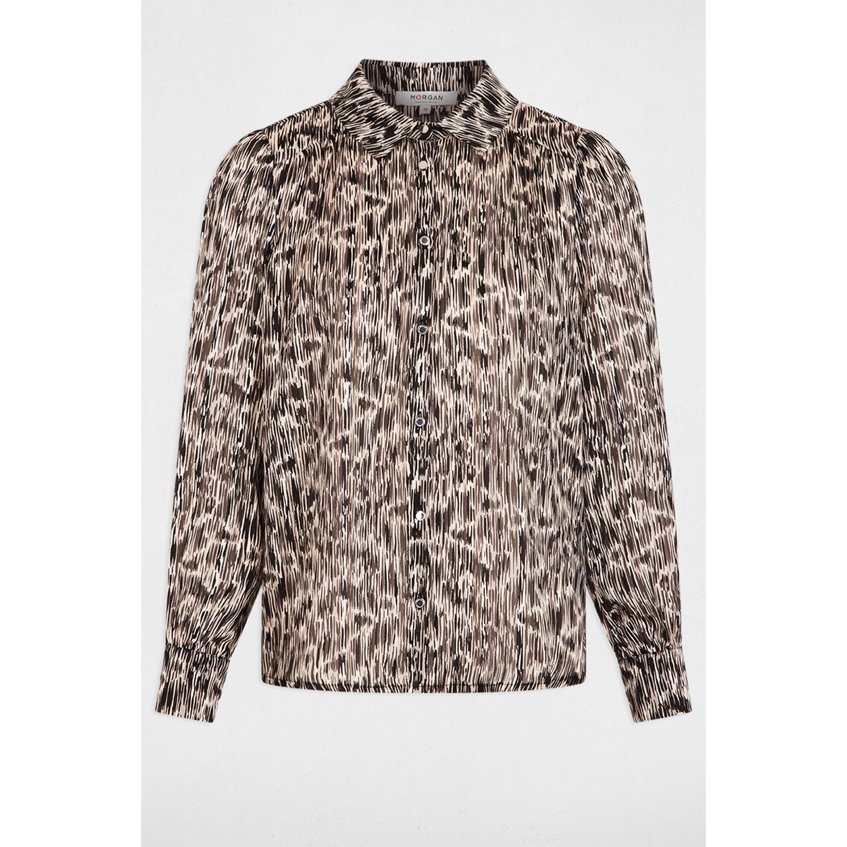 Chemise satinée col à revers multicolore, MORGAN