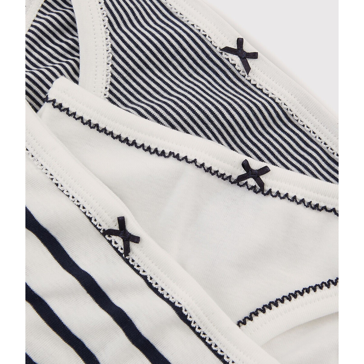 Set van 3 slips in katoen wit gestreept marine, PETIT BATEAU