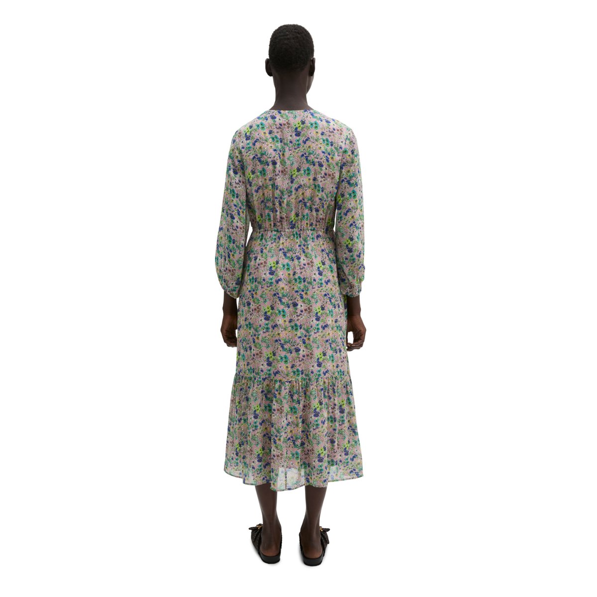 Robe imprimée flared en viscose imprimée rose, MARC O'POLO