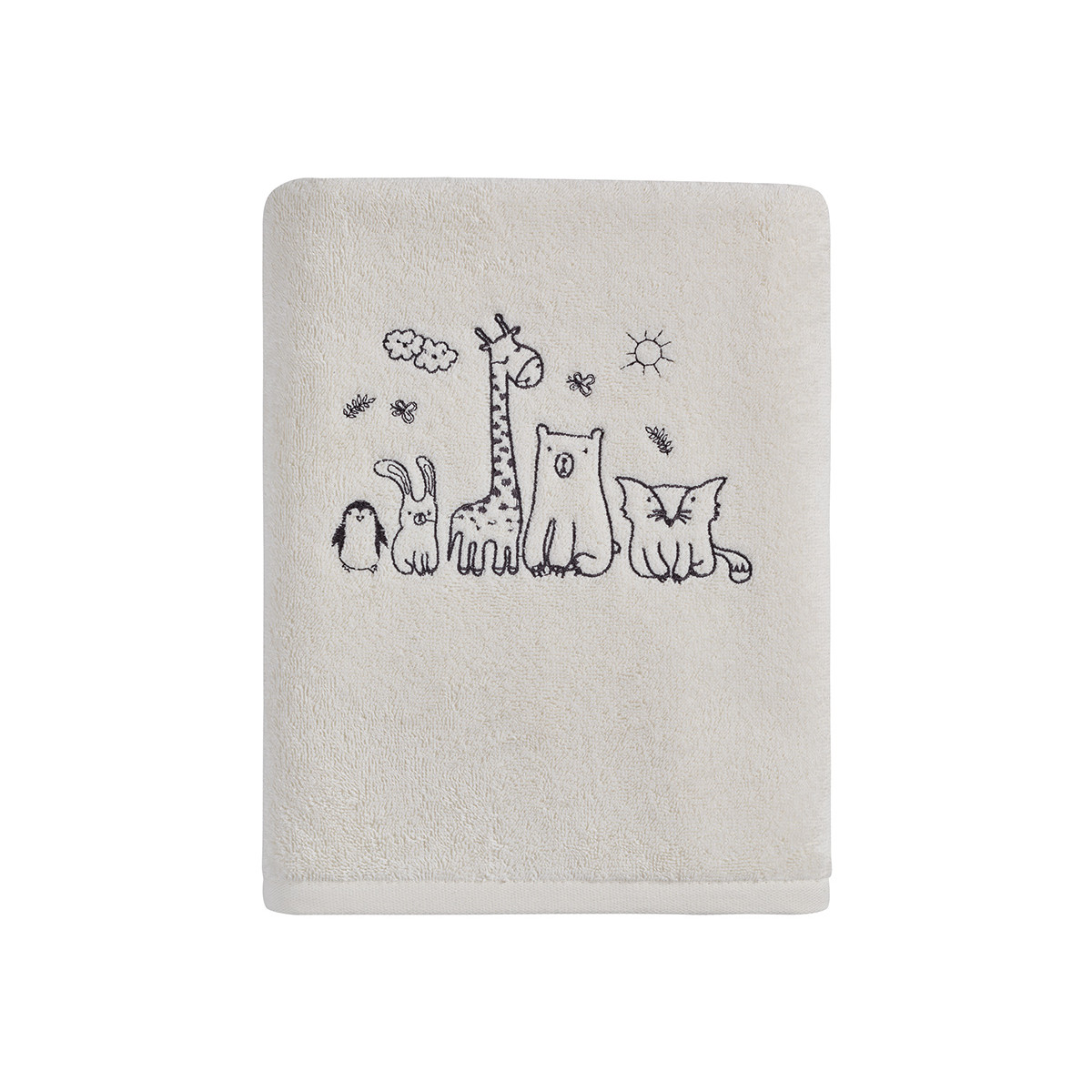 Drap de bain enfant BABY JUNGLE gris cendré, SENSEI MAISON