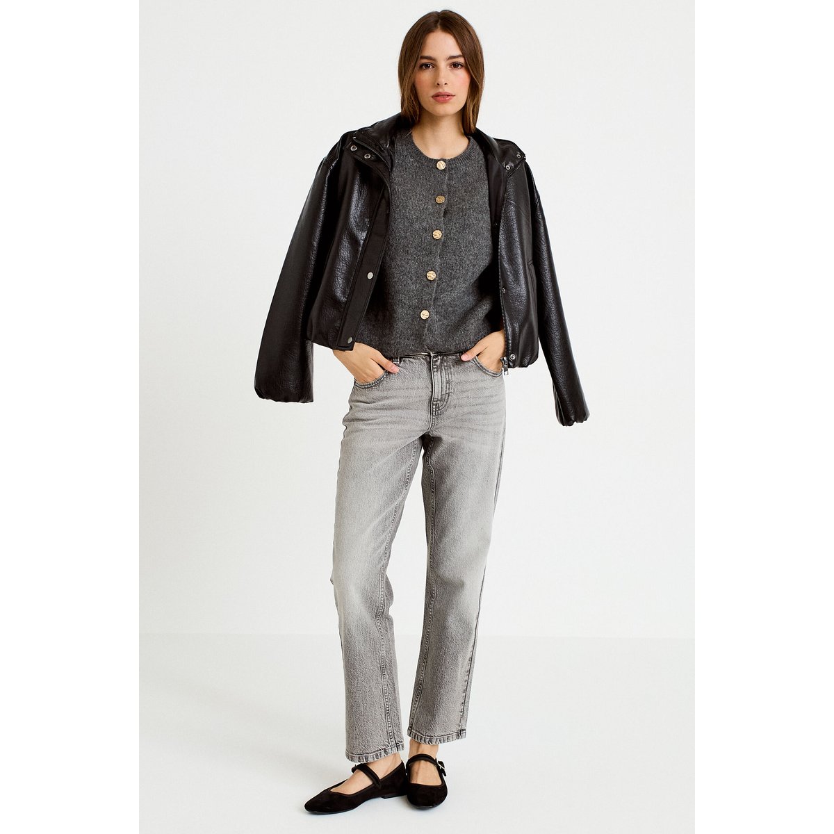 Gilet ample sans manches gris foncé, CACHE CACHE