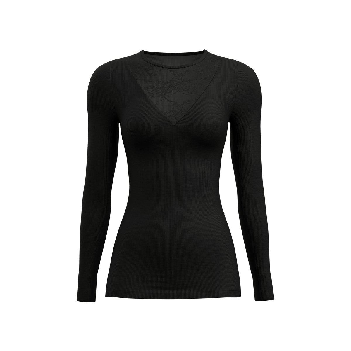 T-shirt à manches longues en laine et soie manches longues Laine SILKY WOOL GLAM noir, CALIDA