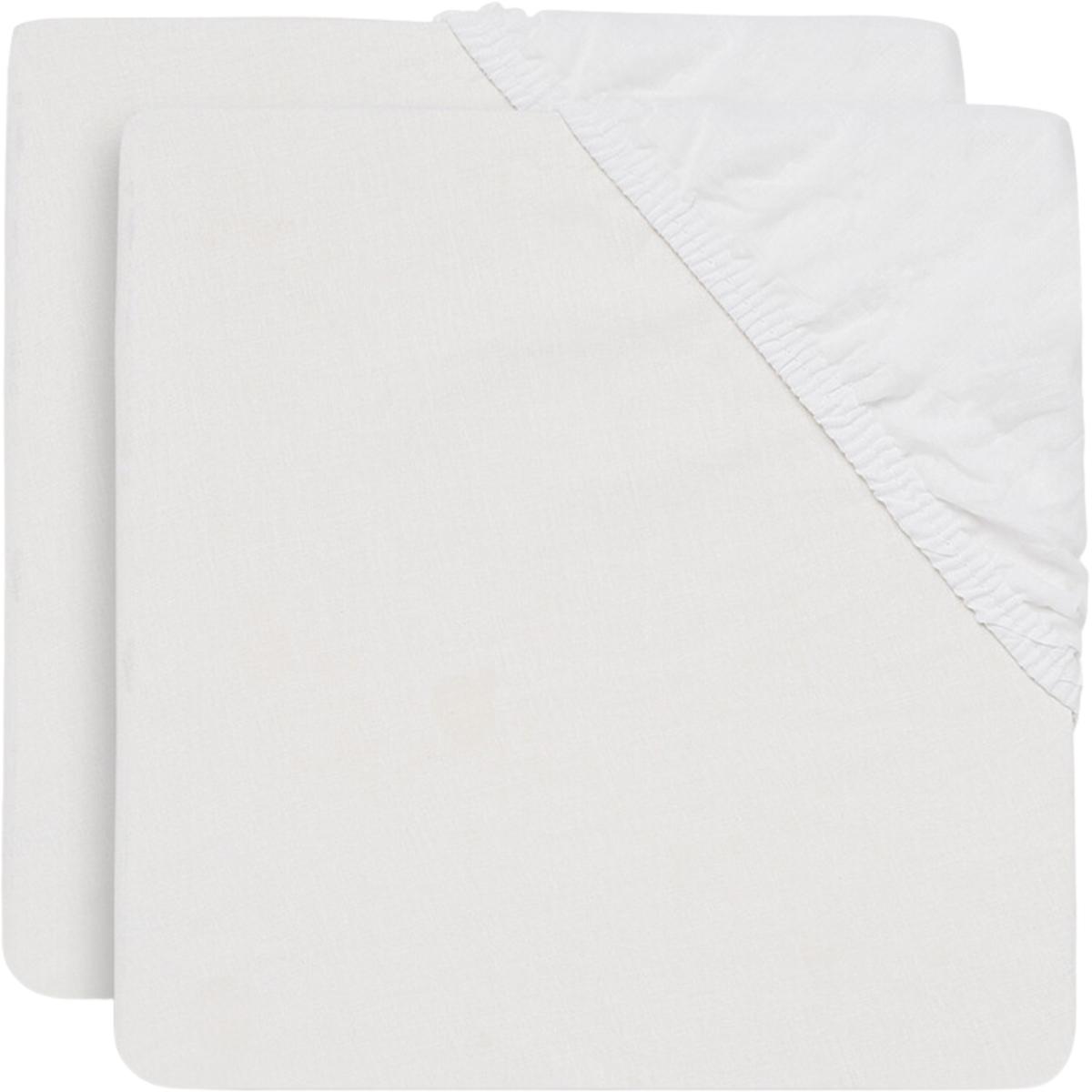 Lot de 2 draps housses blanc, JOLLEIN