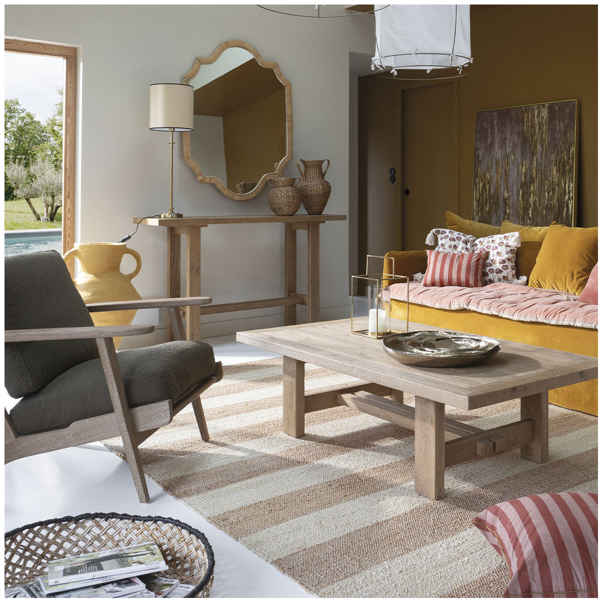 Table basse MARCELLE bois clair, BLANC D’IVOIRE