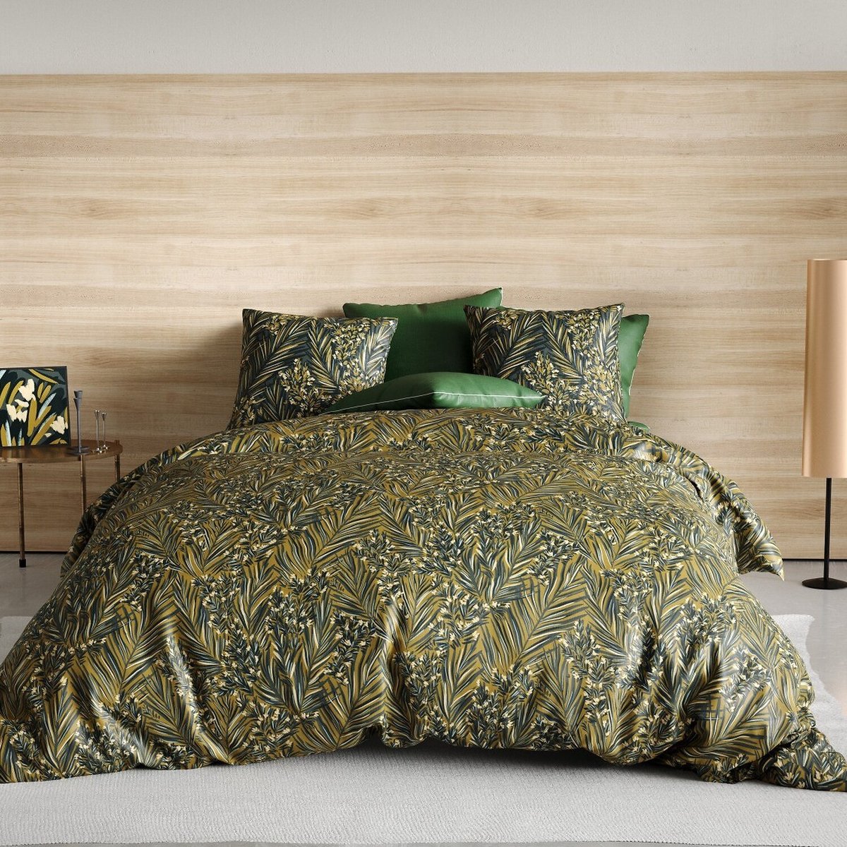 Parure housse de couette en coton imprimée, Nava vert, C DESIGN HOME TEXTILE