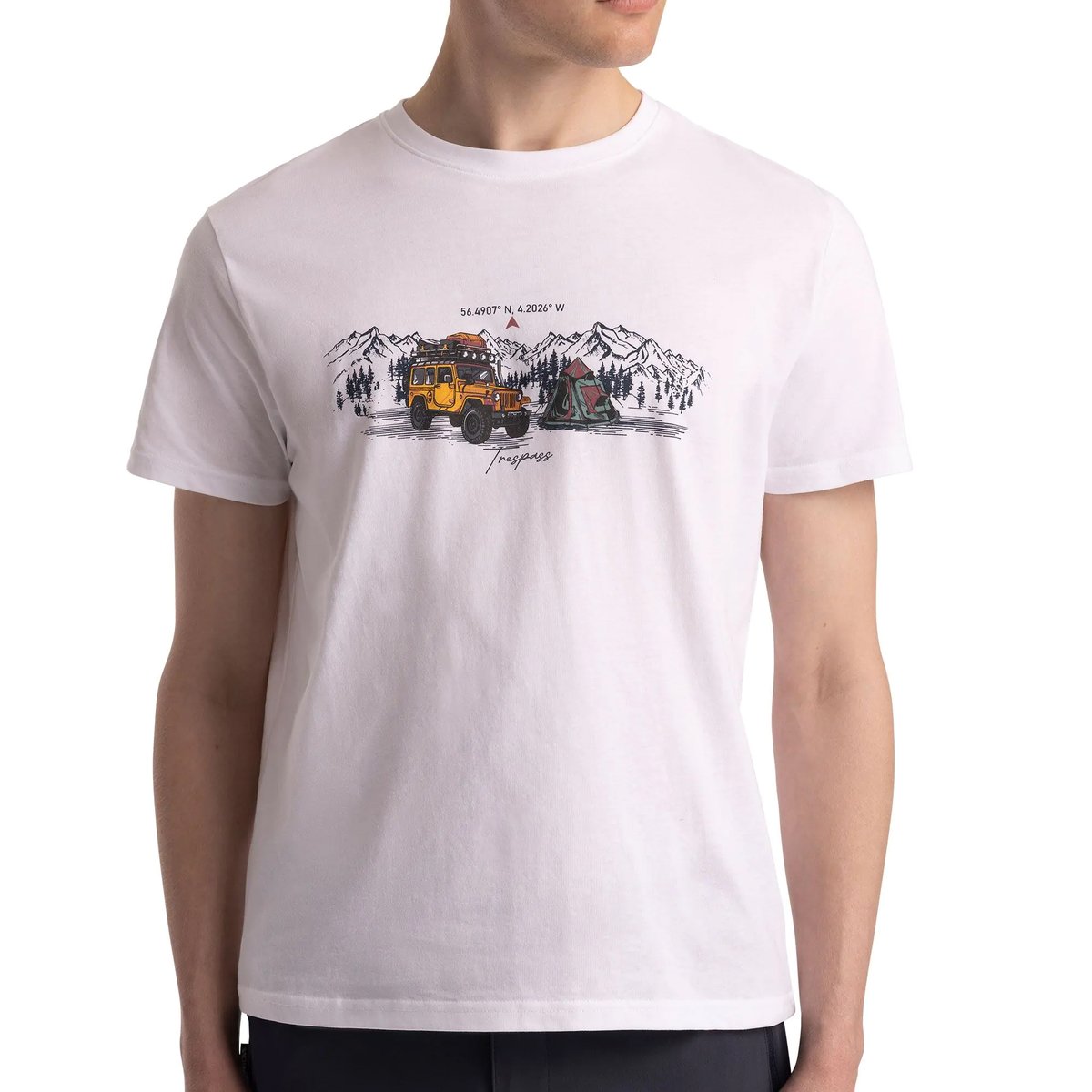 T-shirt motif/style camping HORTON blanc, TRESPASS