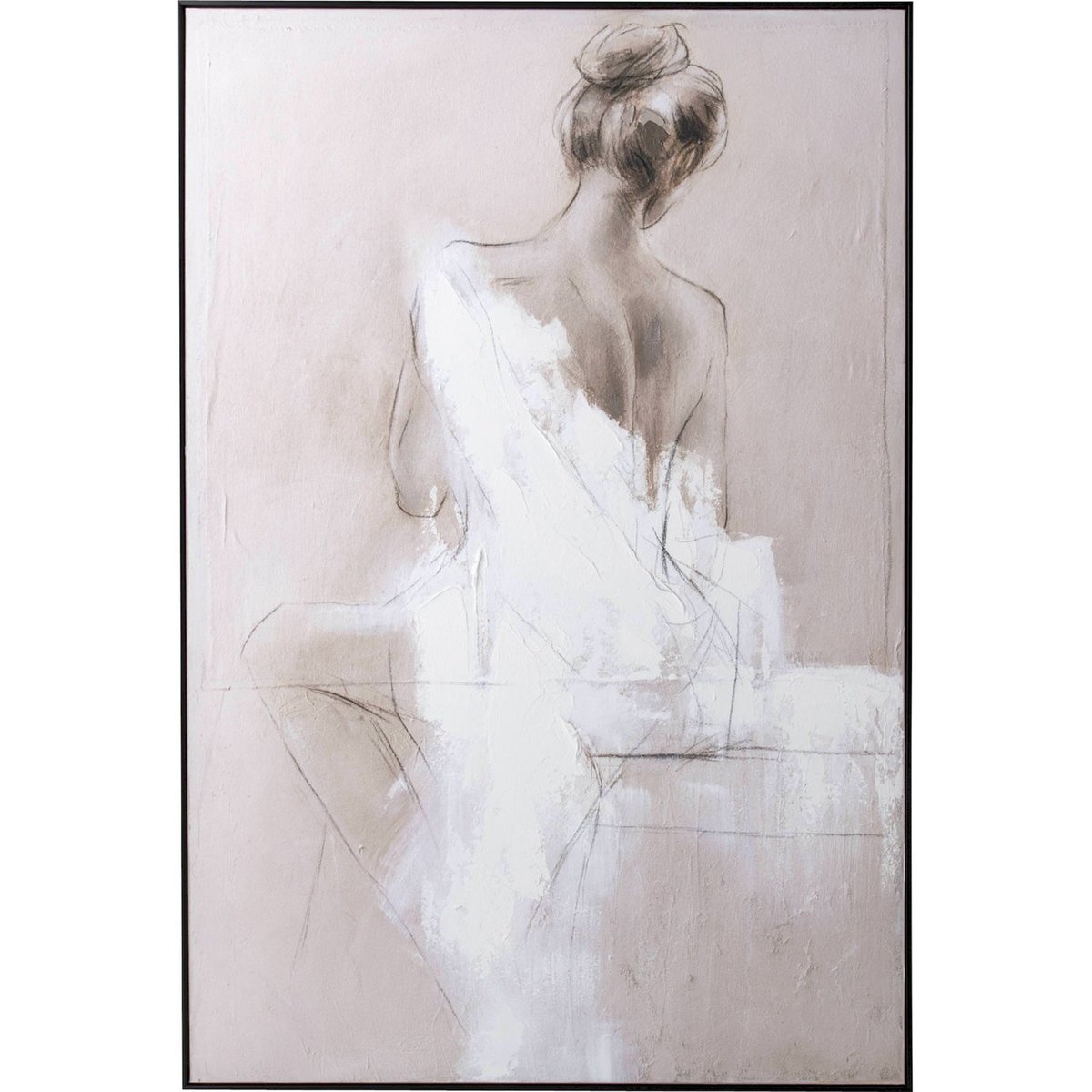 Tableau décoratif femme beige et blanc, RECOLLECTION