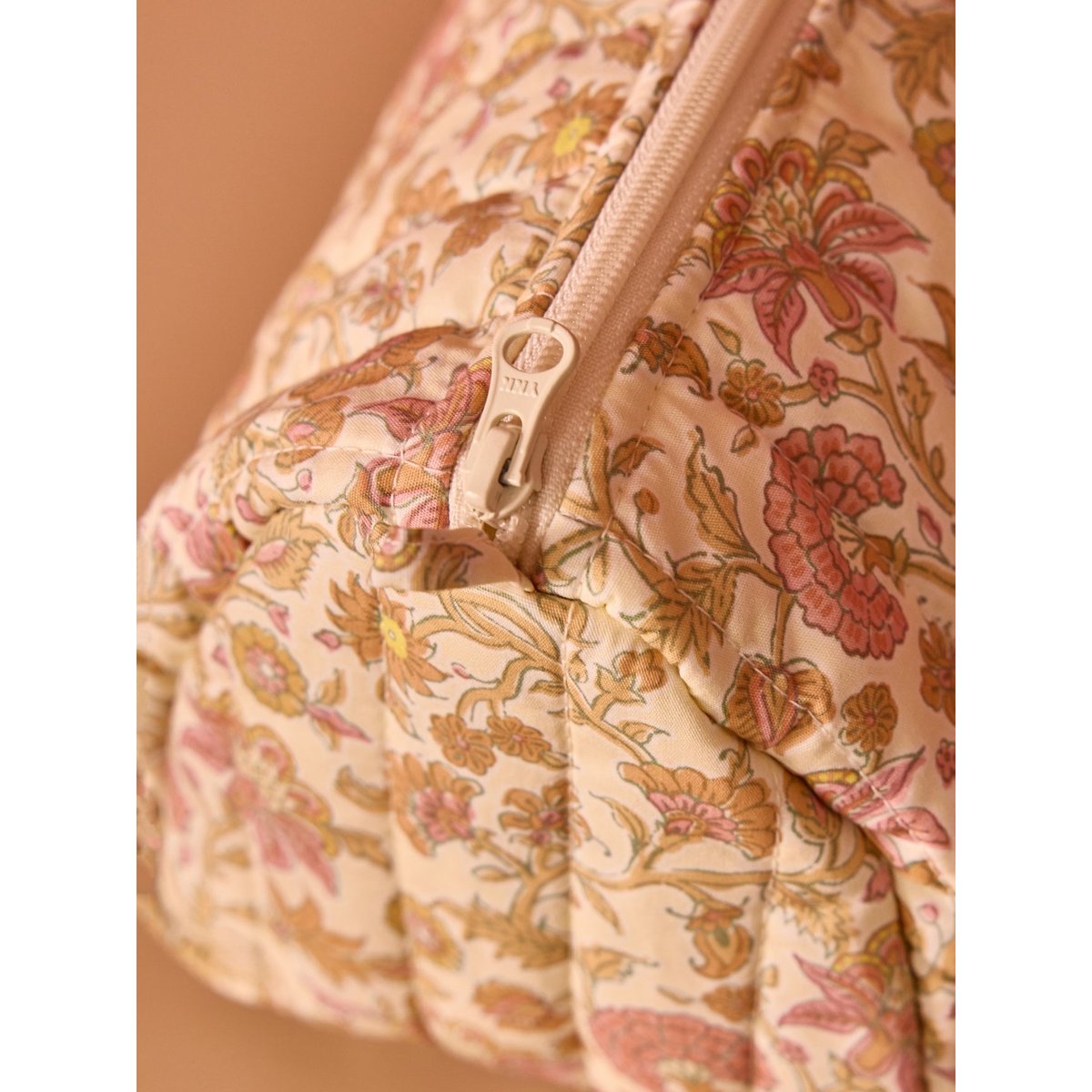 Trousse de toilette en percale de coton imprimé bali corail, CYRILLUS