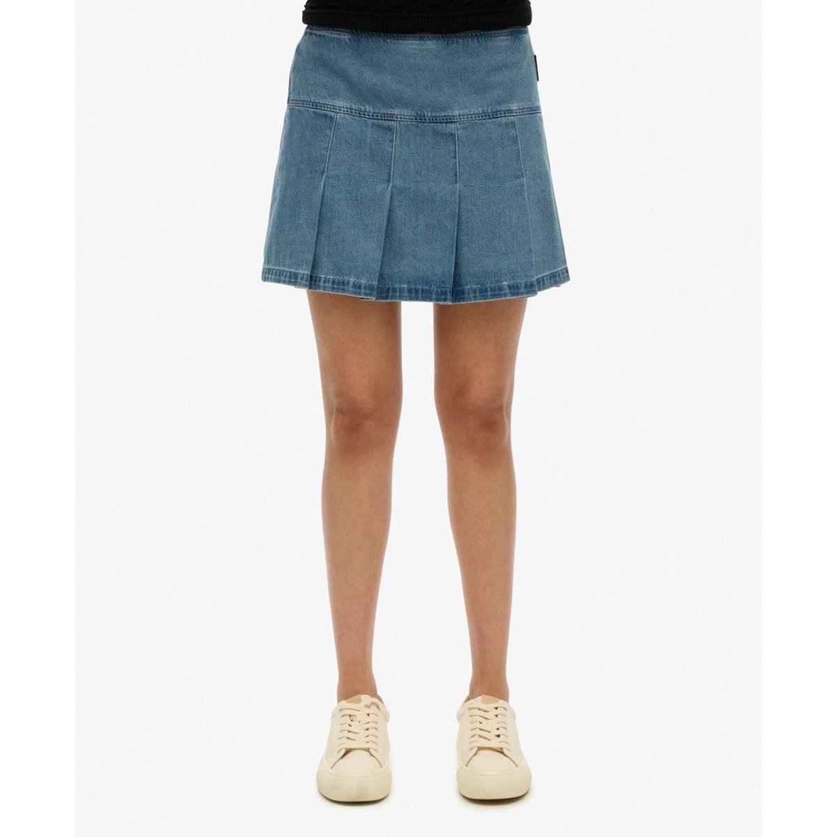 Mini-jupe plissée à empiècements délavage vintage, SUPERDRY