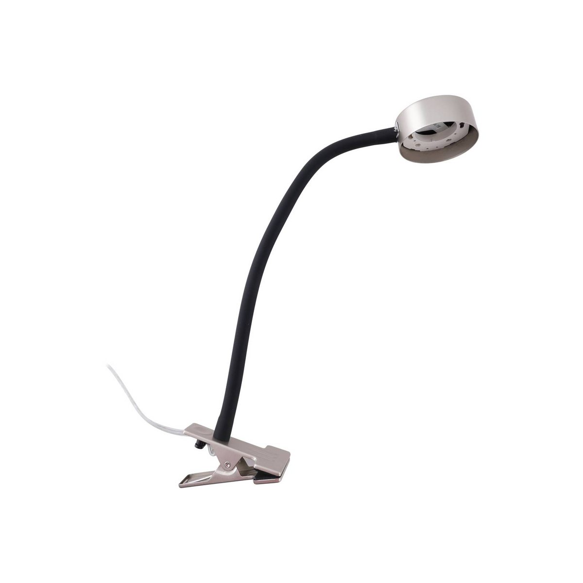 Lampe à pince en métal moderne, Jyla nickel mat, noir, LINDBY